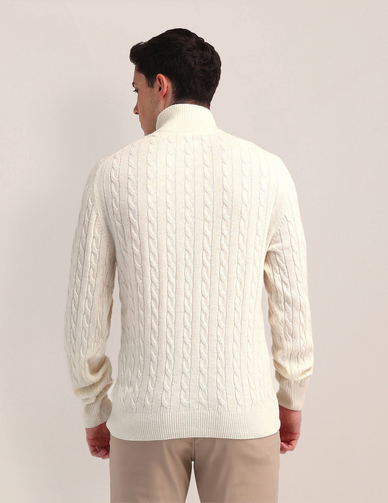 High Neck Zipper Sweater Off White - U.S. Polo Assn. India | Large