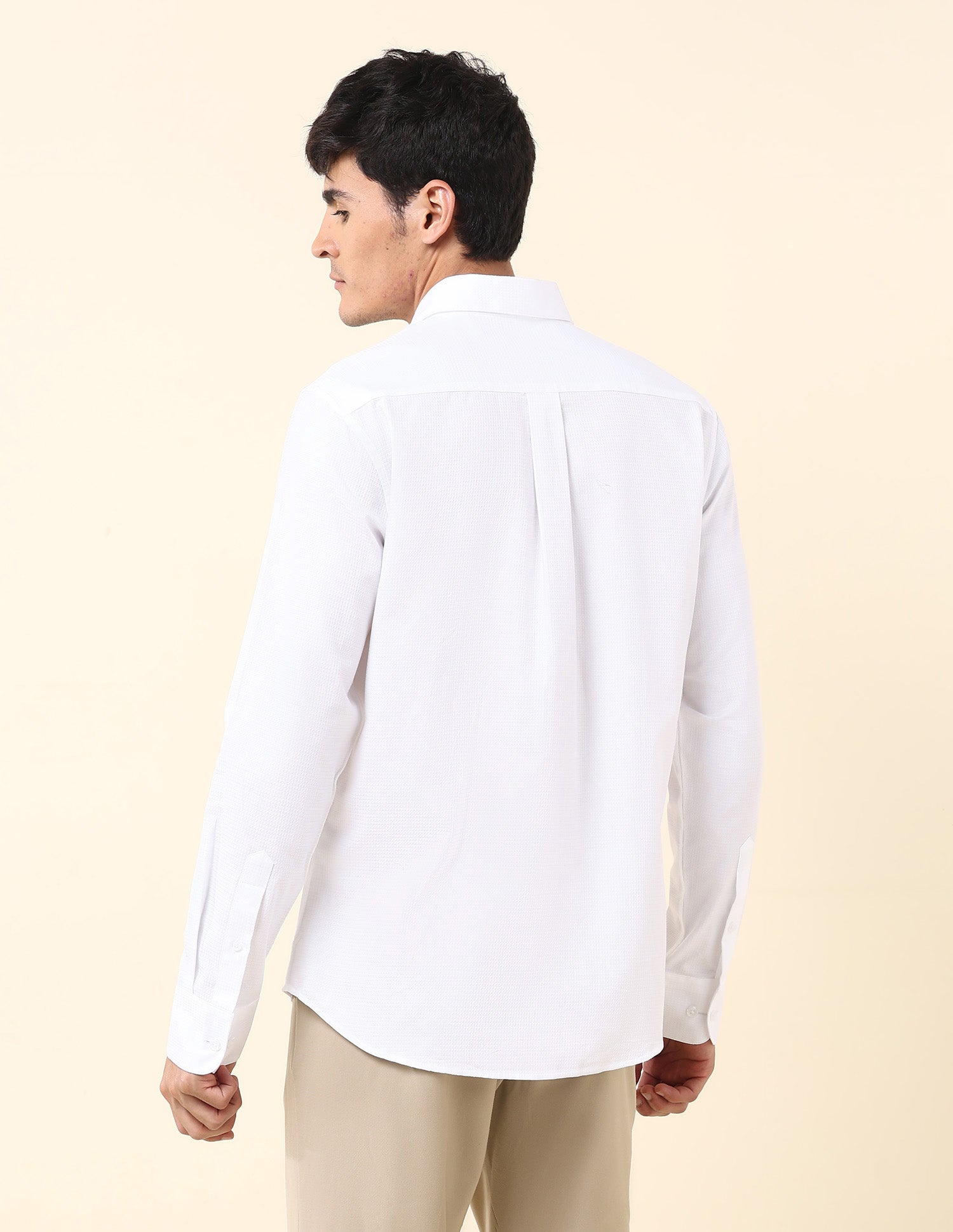 Tailored Fit Textured Shirt White - U.S. Polo Assn. India | Large