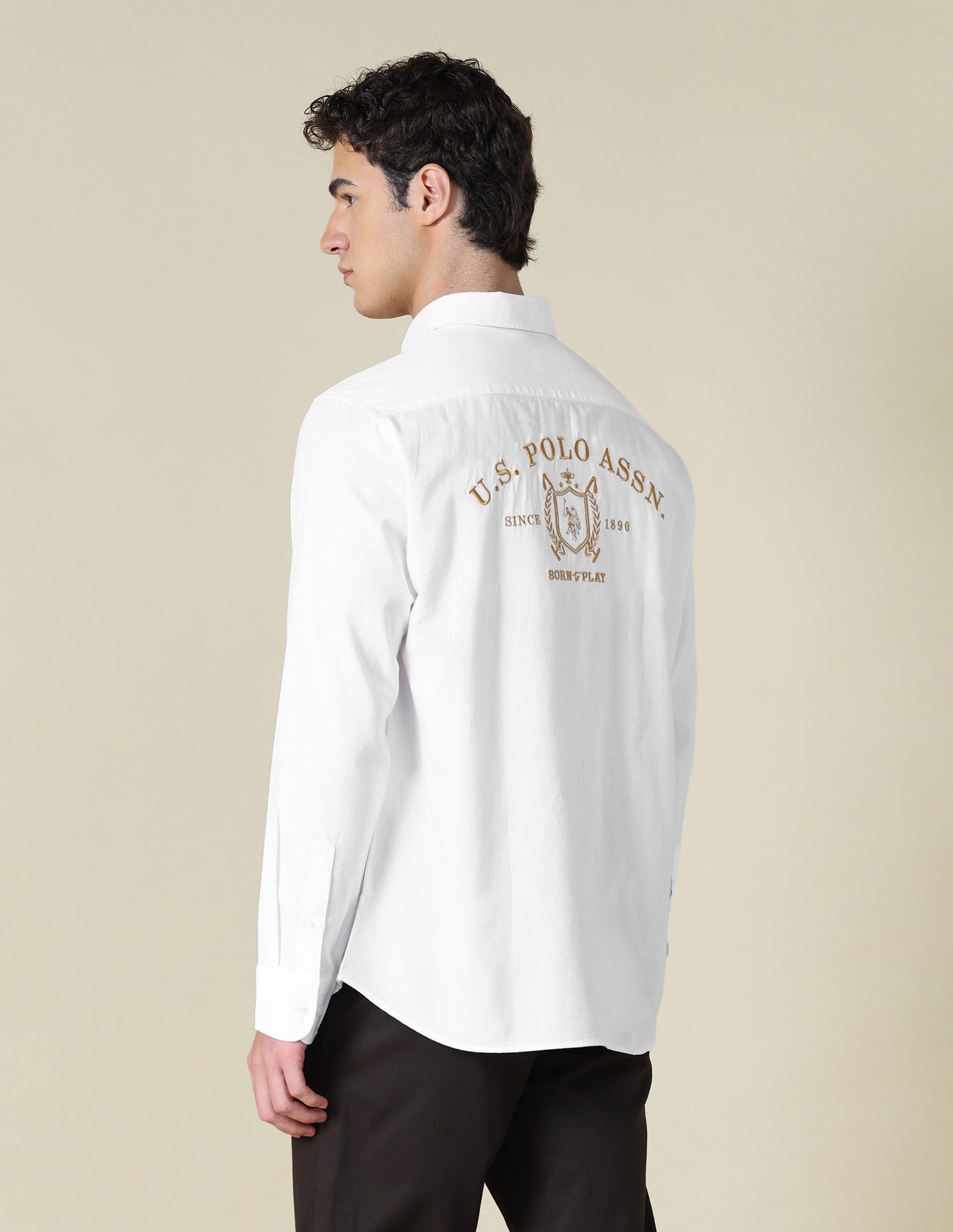 Brand Embroidered Oxford Shirt White - U.S. Polo Assn. India | Large