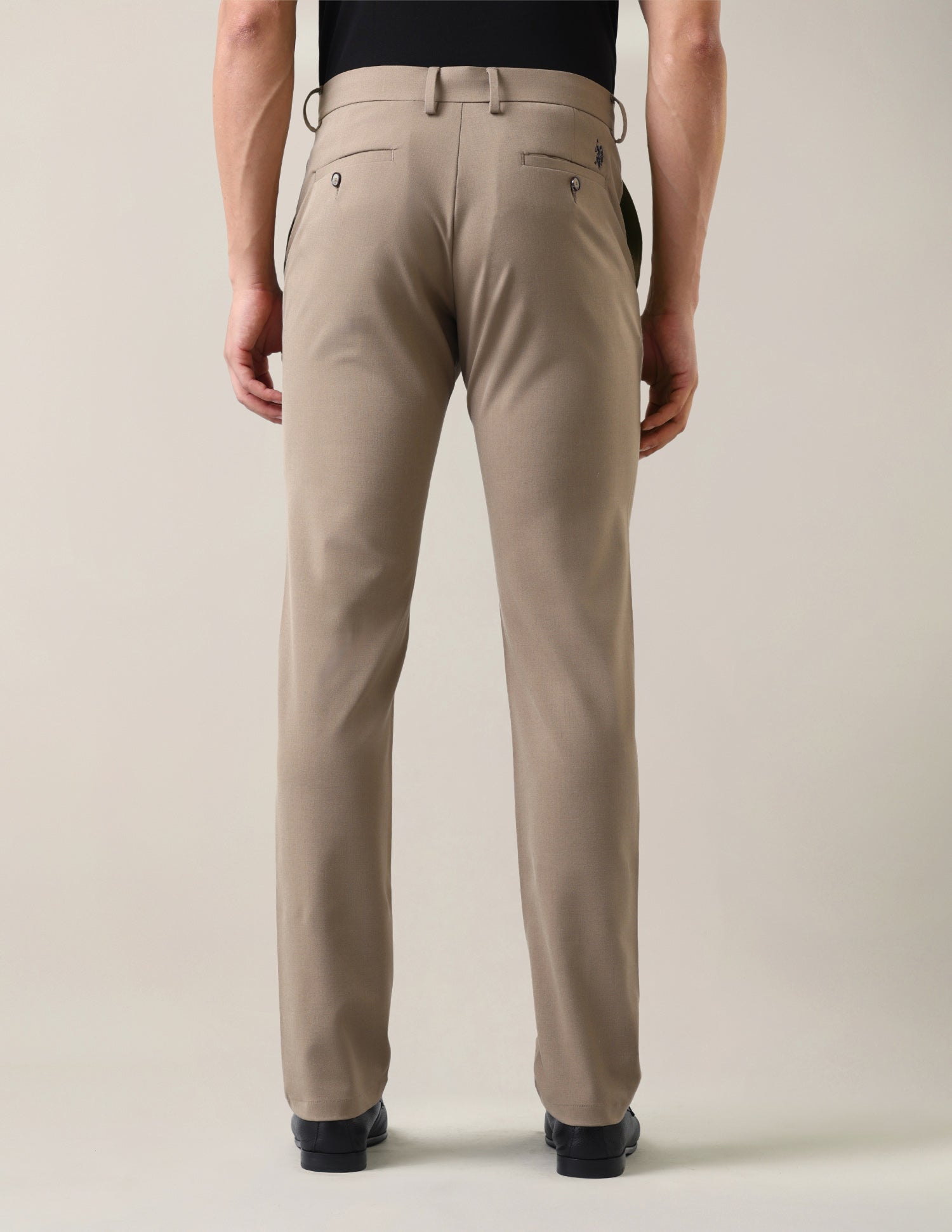 Slim Fit Satin Trousers Light Khaki - U.S. Polo Assn. India | Large