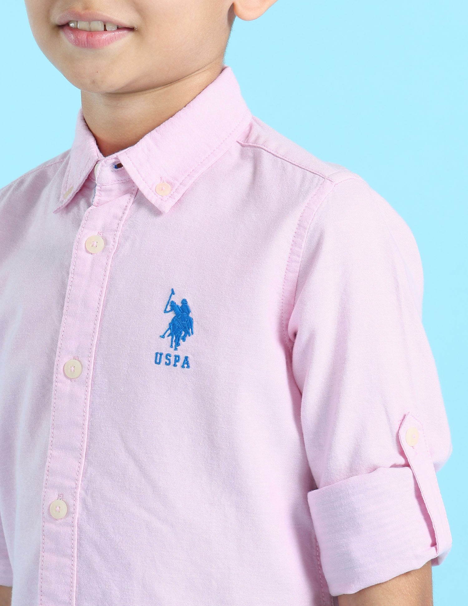 Button Down Collar Solid Casual Shirt Light. Pink - U.S. POLO ASSN. | Large