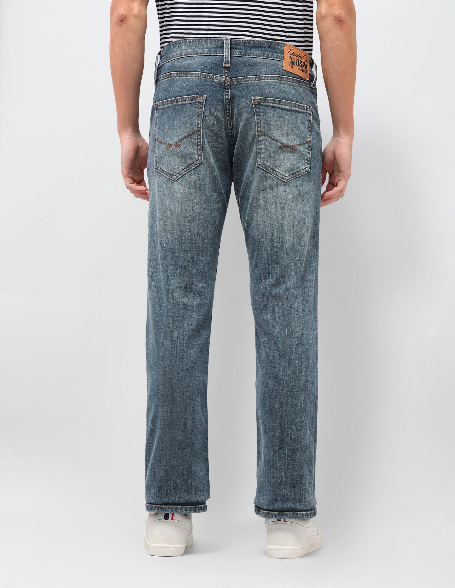 Harold Slim Straight Fit Blue Jeans Mid Blue - U.S. Polo Assn. India | Large