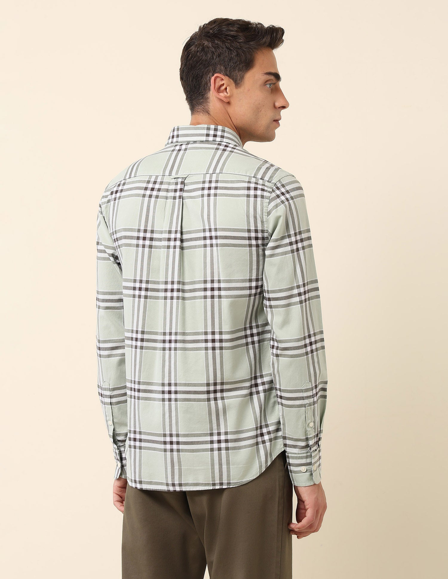 Pure Cotton Tartan Checked Shirt Light Green - U.S. Polo Assn. India | Large