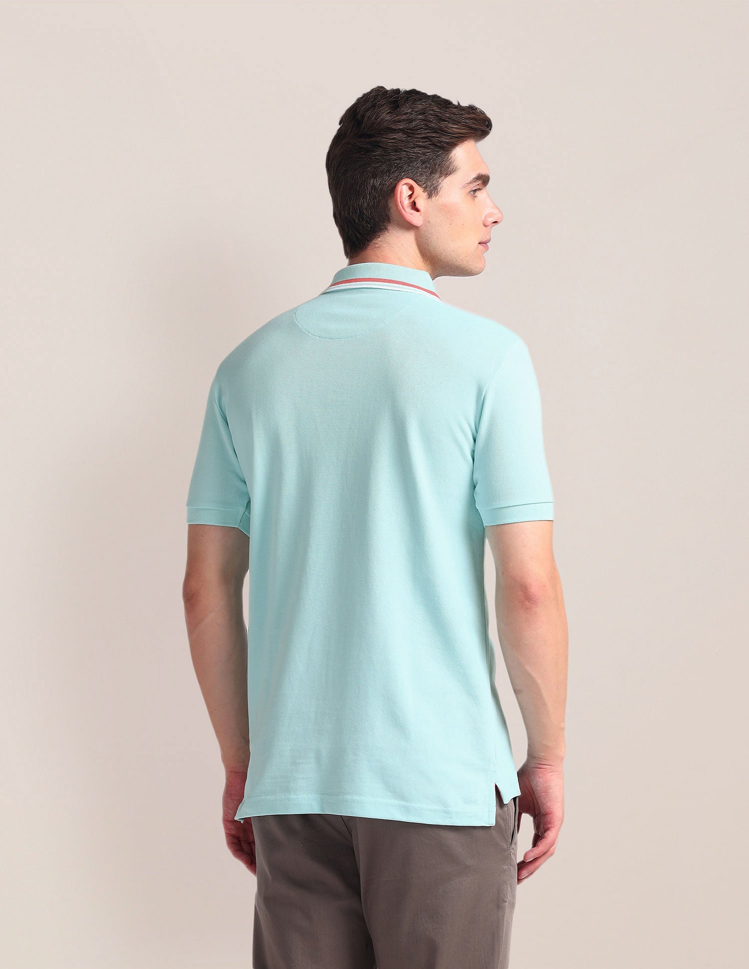Tipped Collar Slim Polo Shirt Light Blue - U.S. Polo Assn. India | Large