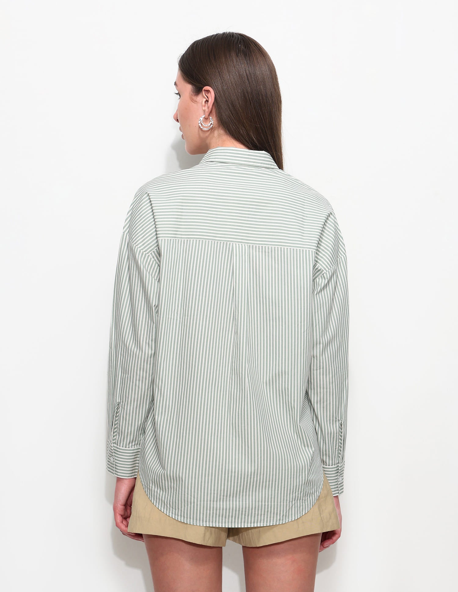Relaxed Striped Shirt With Embroidery Green - U.S. Polo Assn. India | Large