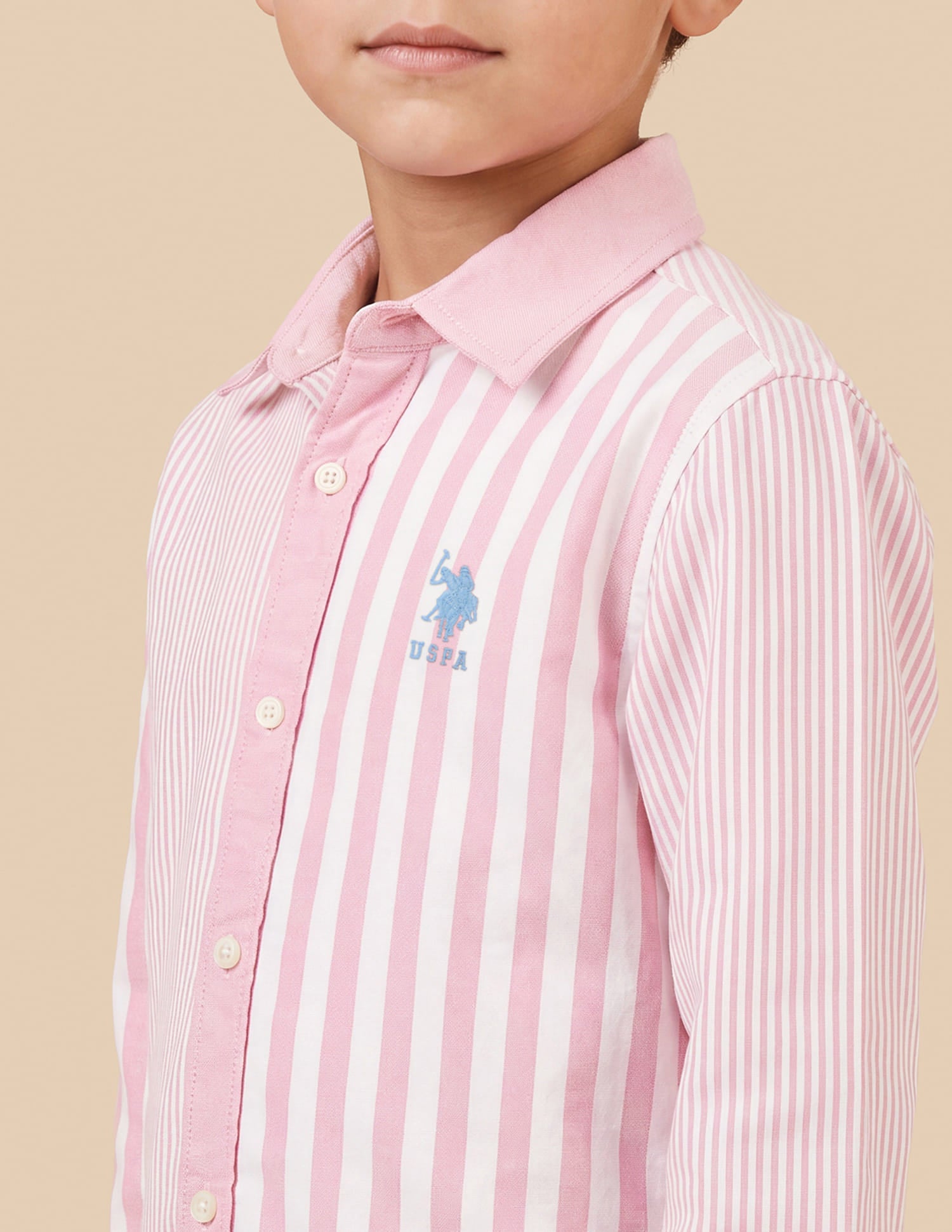Vertical Striped Regular Fit Shirt Pink - U.S. Polo Assn. India | Large