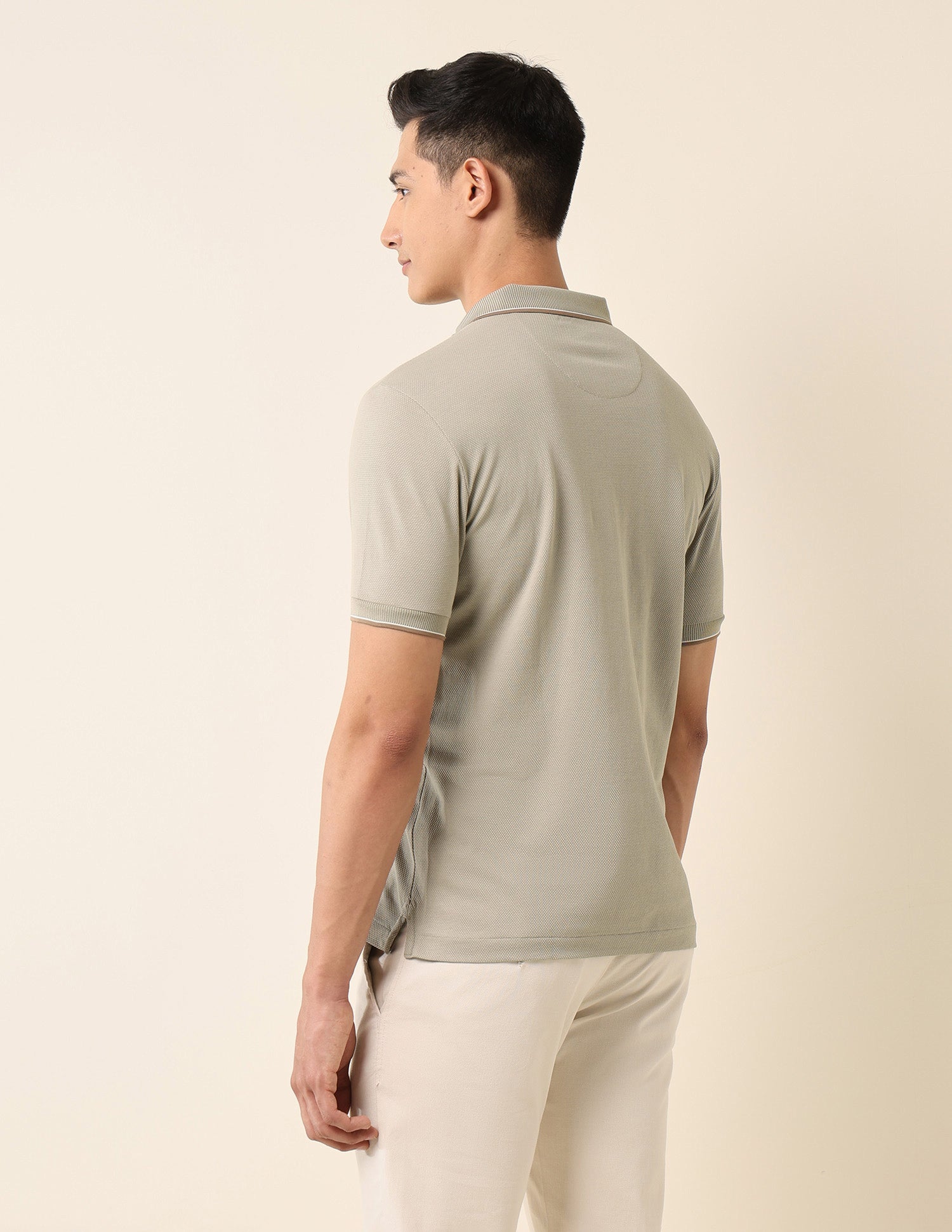 Textured Slim Fit Polo Shirt Light Grey - U.S. Polo Assn. India | Large