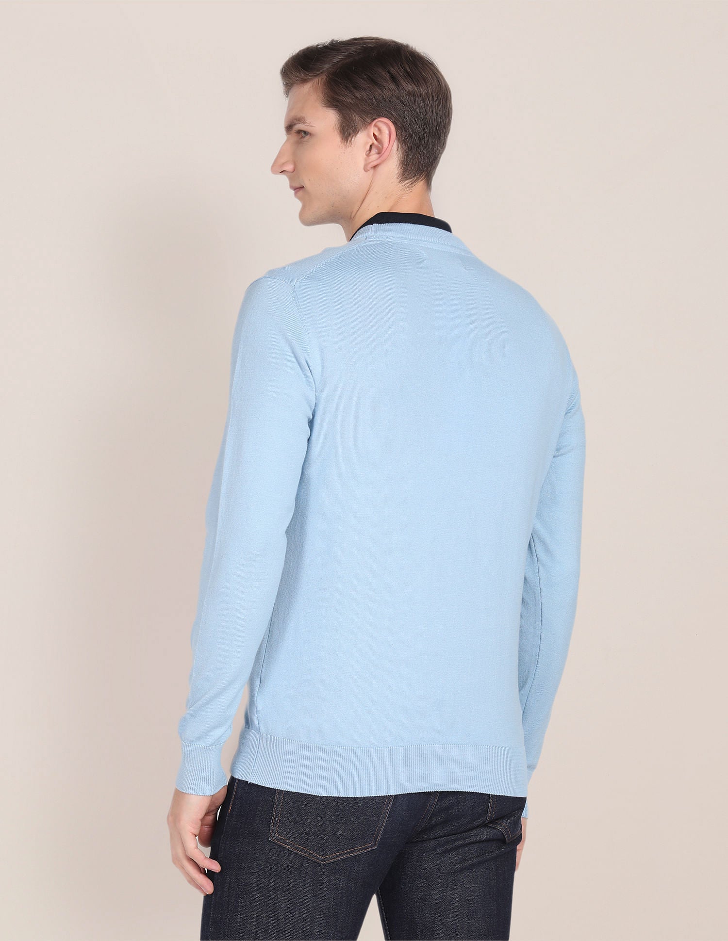 Crew Neck Solid Sweater Light Blue - U.S. POLO ASSN. | Large