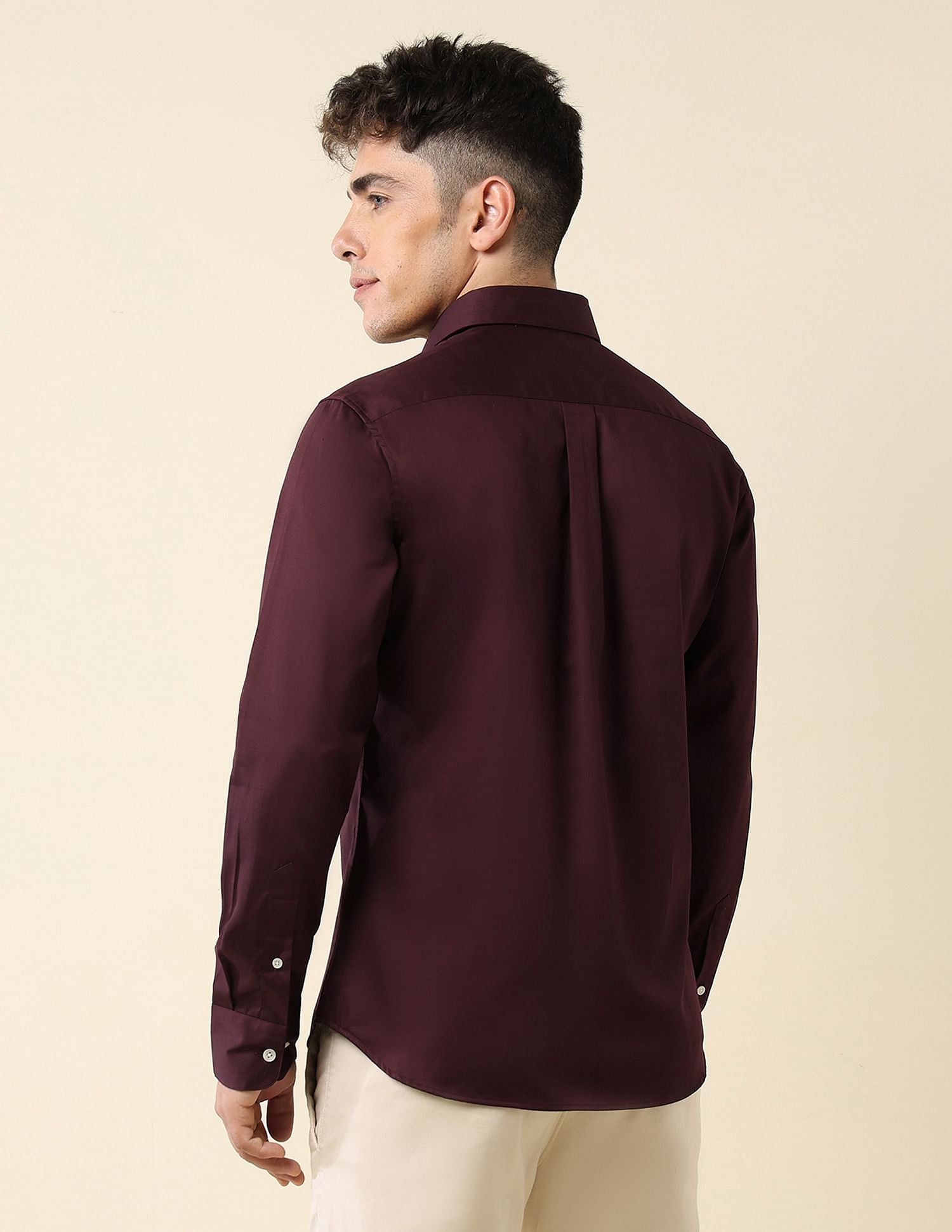 Tailored Fit Satin Shirt Maroon - U.S. Polo Assn. India | Large