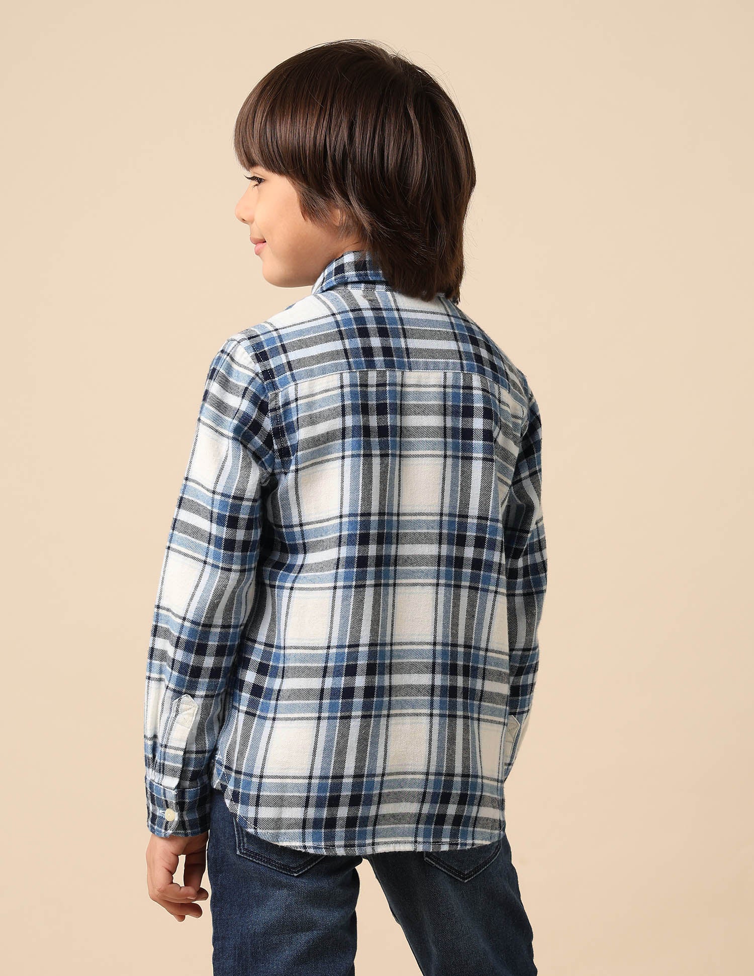 Boys Tartan Checked Twill Shirt Indigo - U.S. POLO ASSN. | Large
