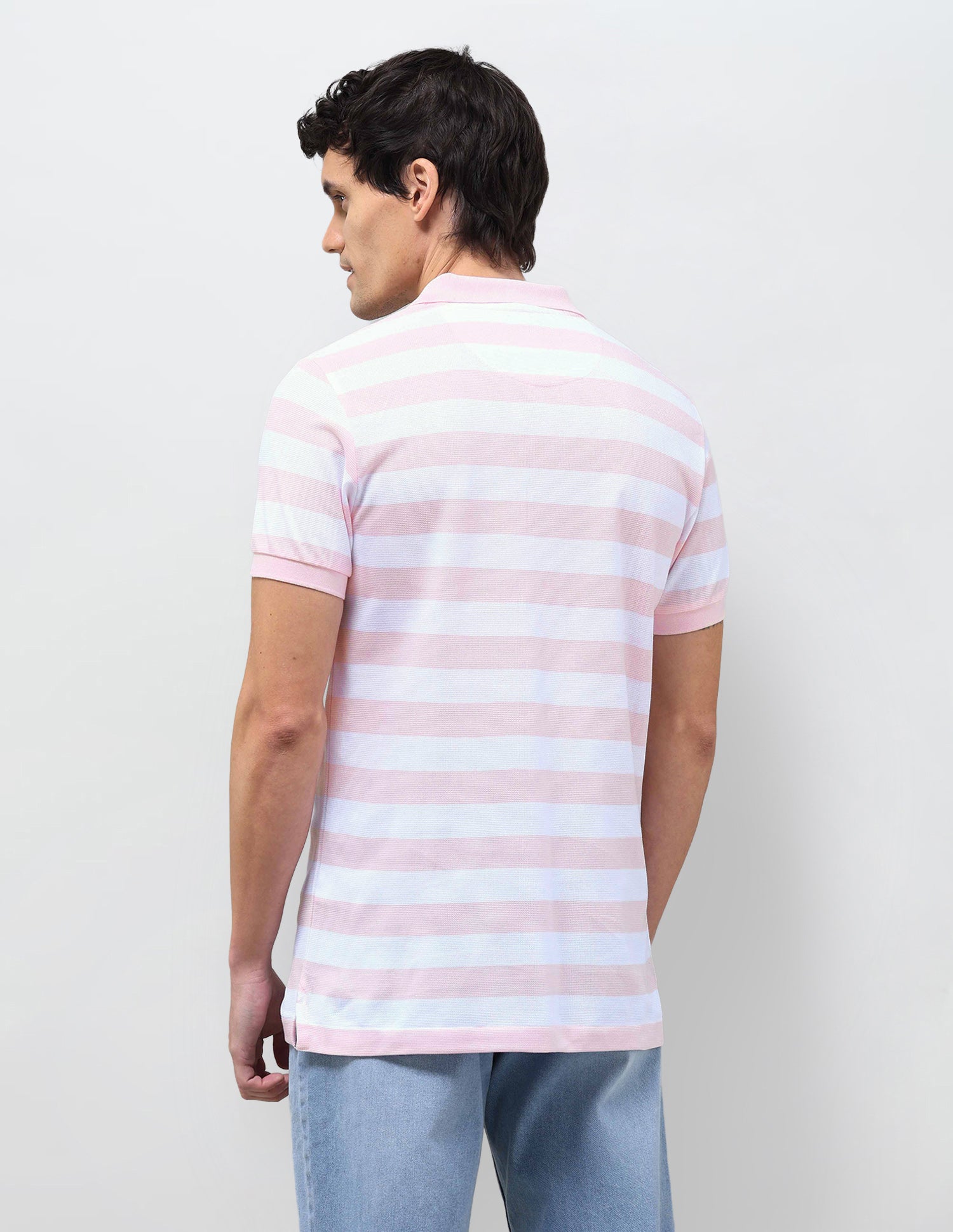 Horizontal Striped Slim Fit Polo Shirt Pink - U.S. Polo Assn. India | Large