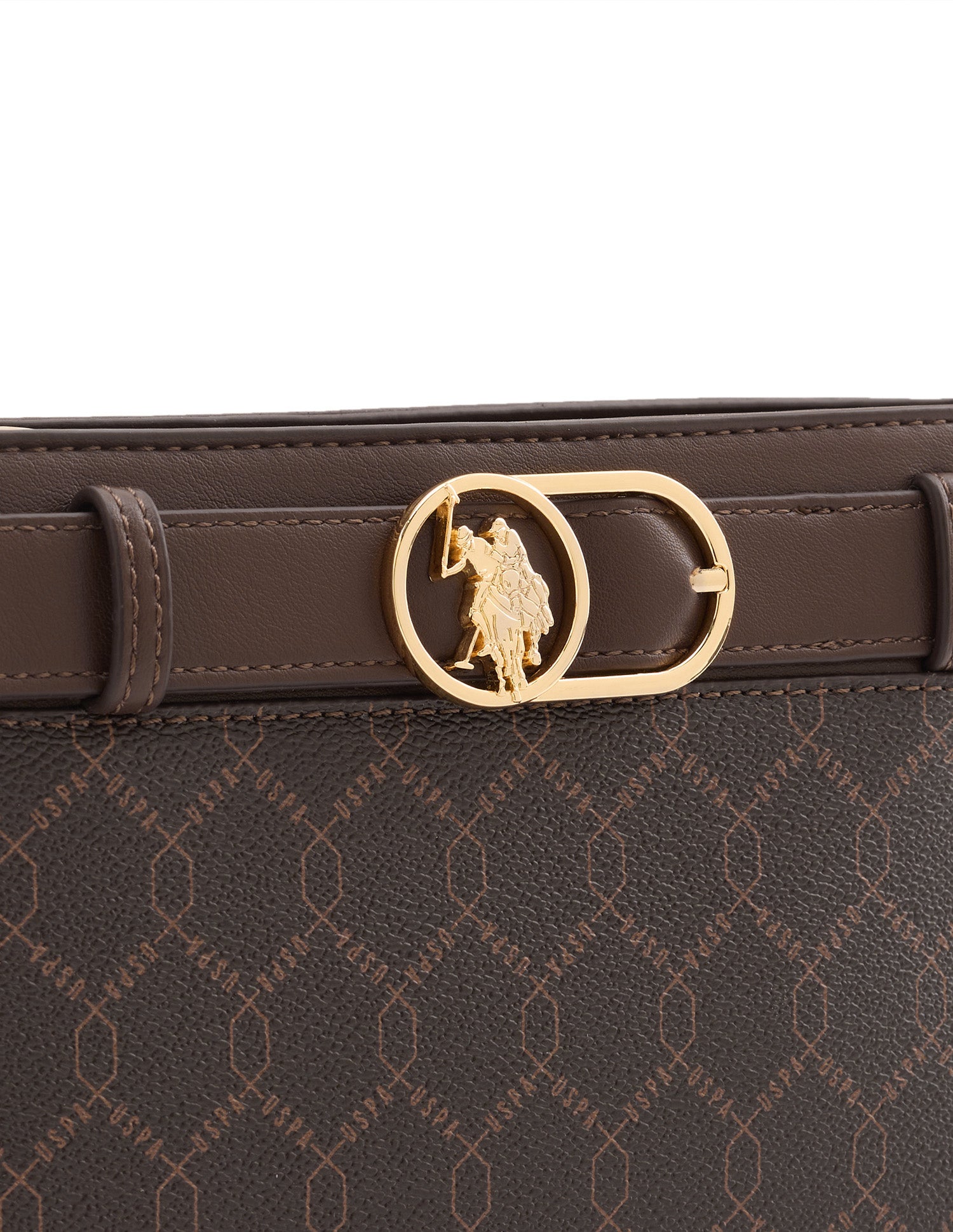 Corina Brand Printed Shoulder Bag Dark Brown - U.S. Polo Assn. India | Large