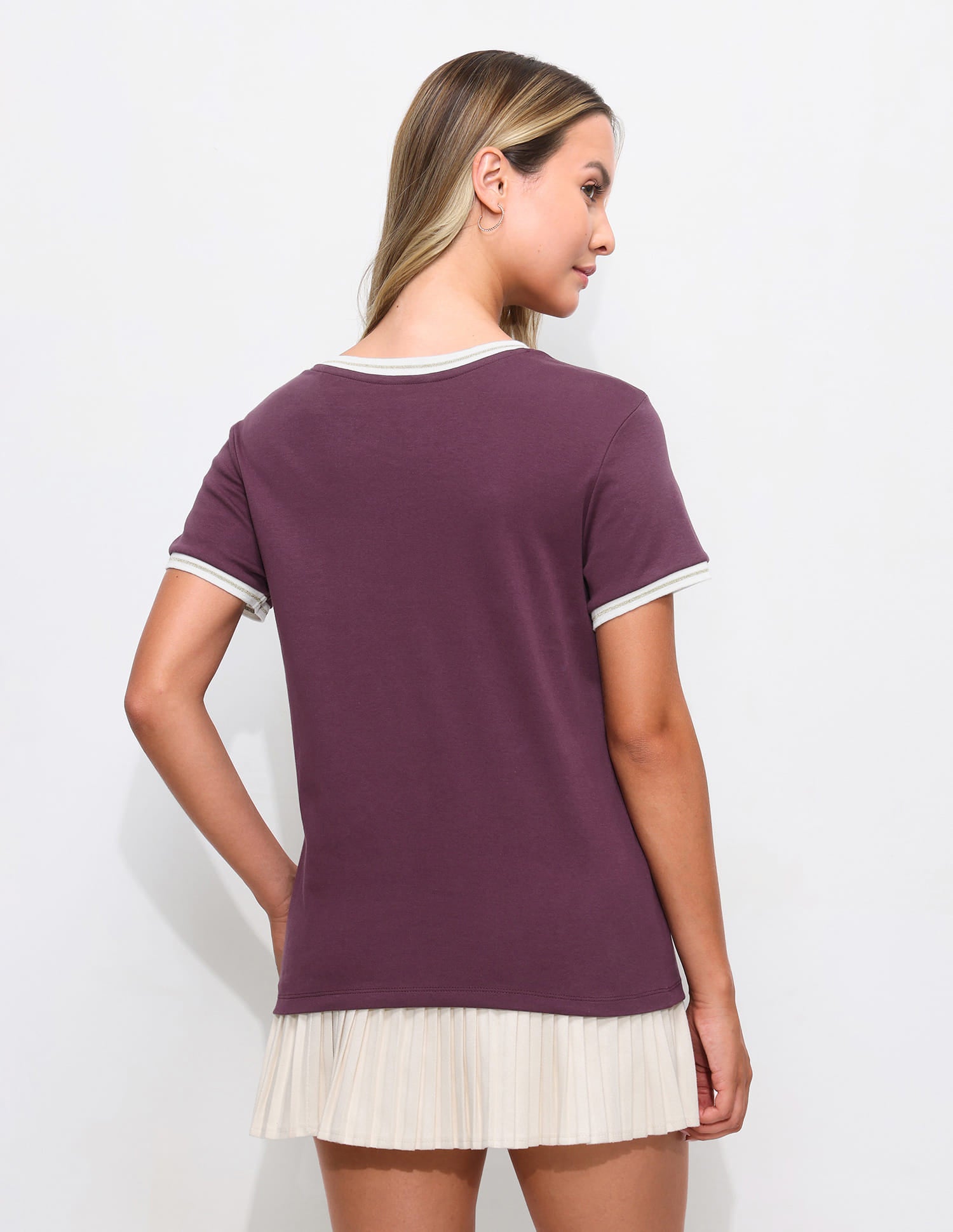 Solid Regular Fit Lurex T-Shirt Purple - U.S. Polo Assn. India | Large