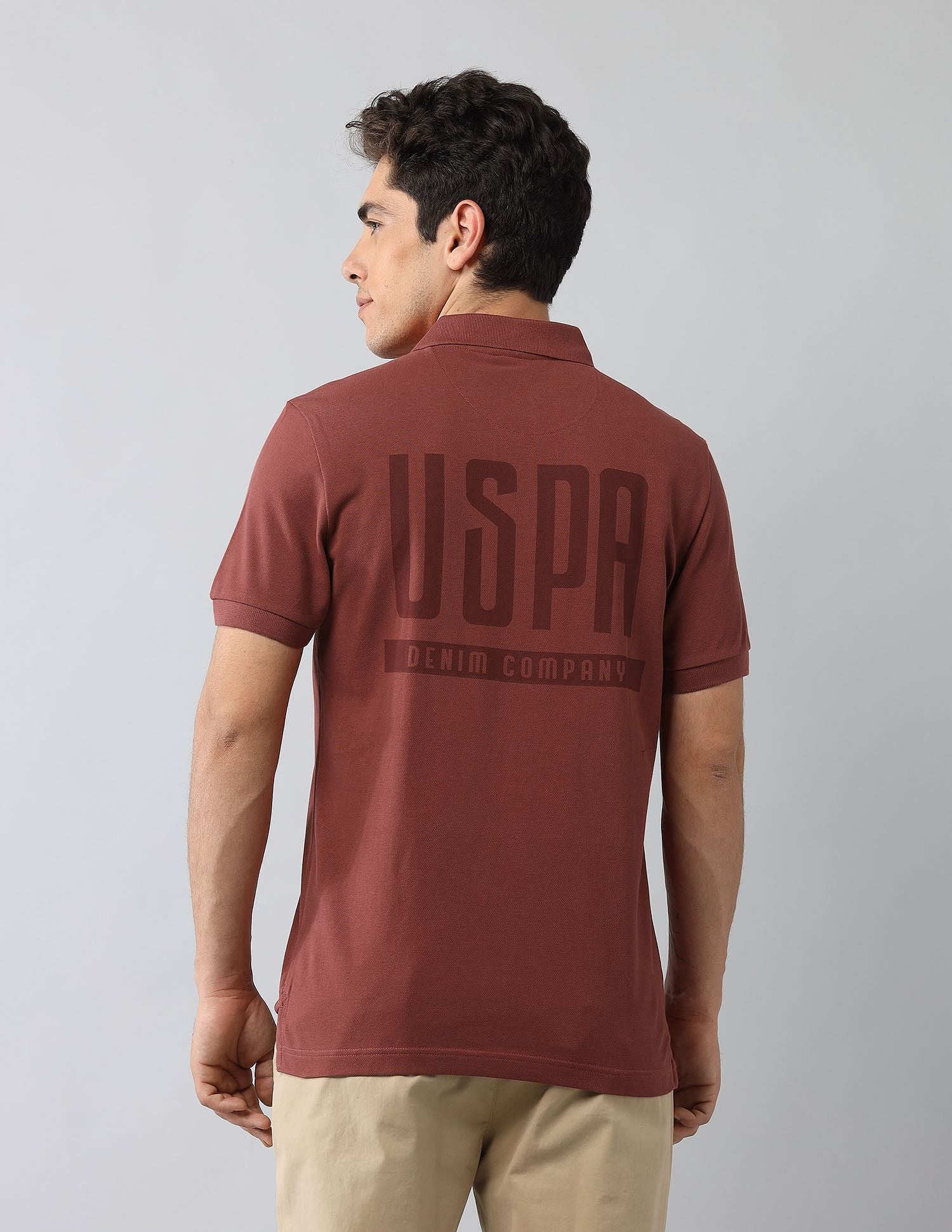 Muscle Fit Brand Printed Polo Shirt Rust - U.S. Polo Assn. India | Large