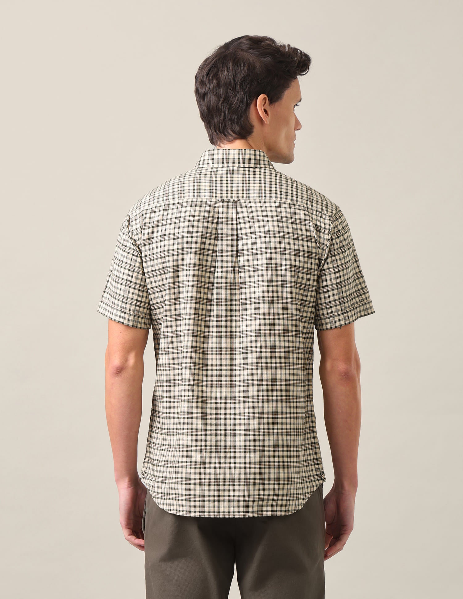Plaid Checked Tailored Fit Shirt Olive Green - U.S. Polo Assn. India | Large