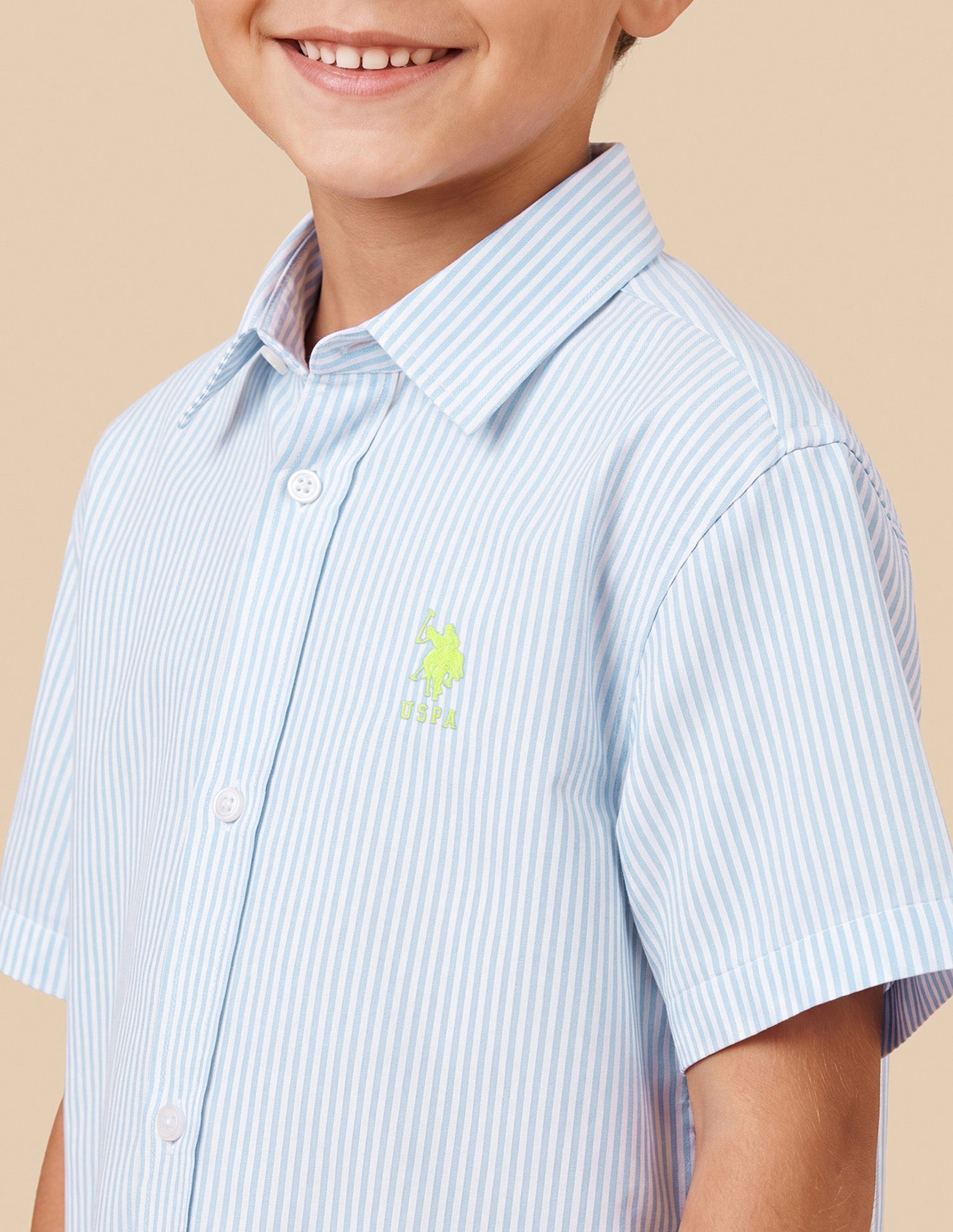 Vertical Striped Boxy Fit Shirt Light Blue - U.S. Polo Assn. India | Large