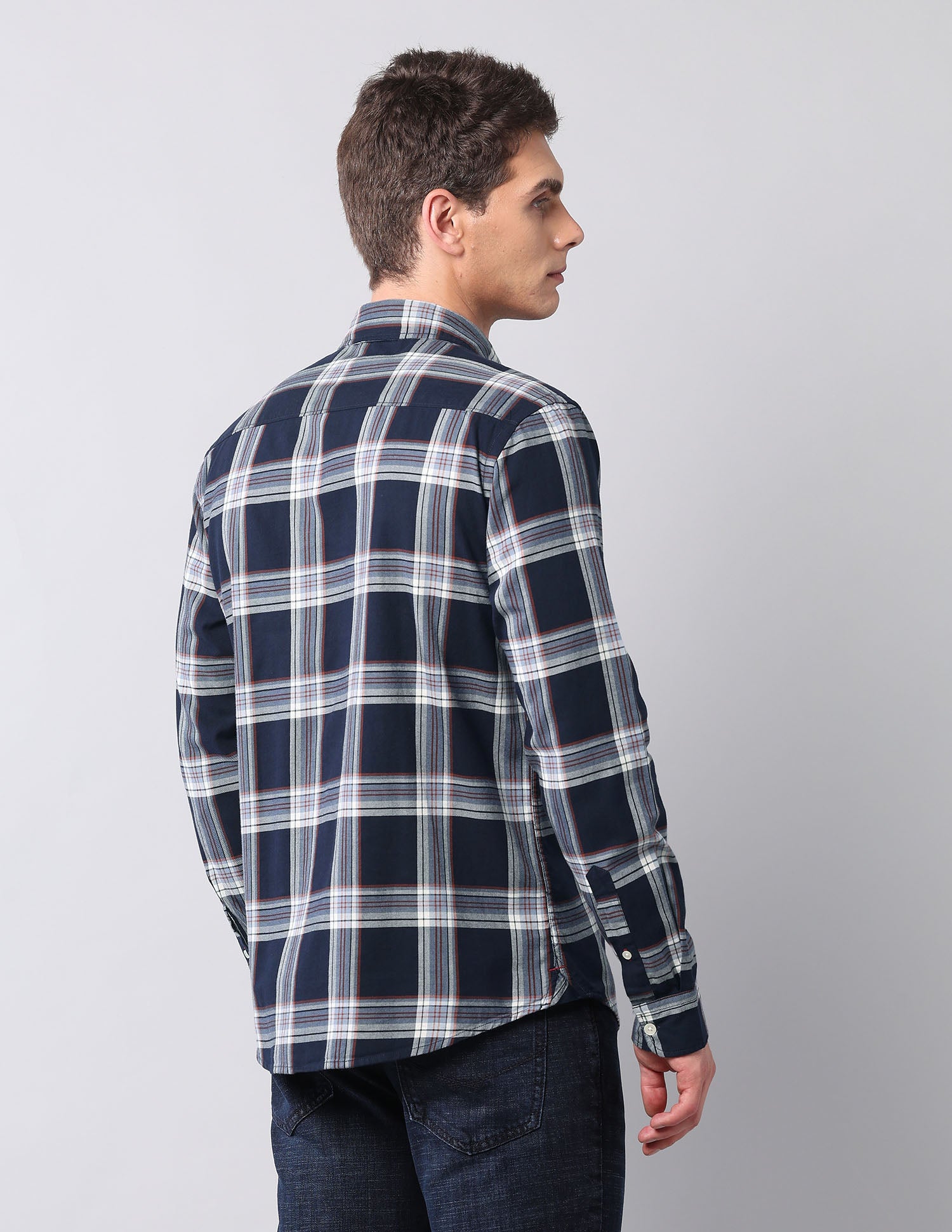 Plaid Checked Pure Cotton Shirt Navy - U.S. Polo Assn. India | Large