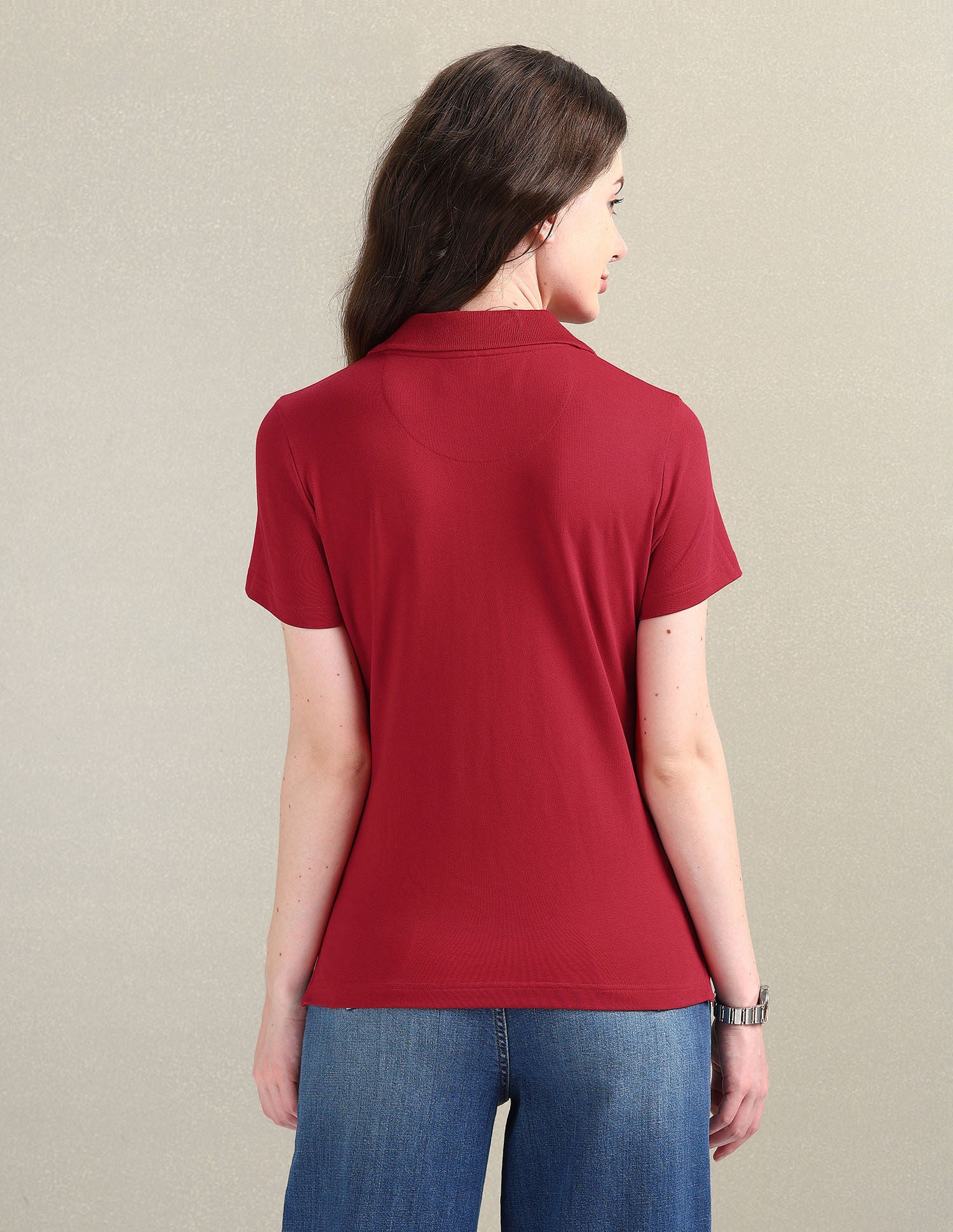 V-Neck Pique Polo Shirt Red - U.S. POLO ASSN. | Large