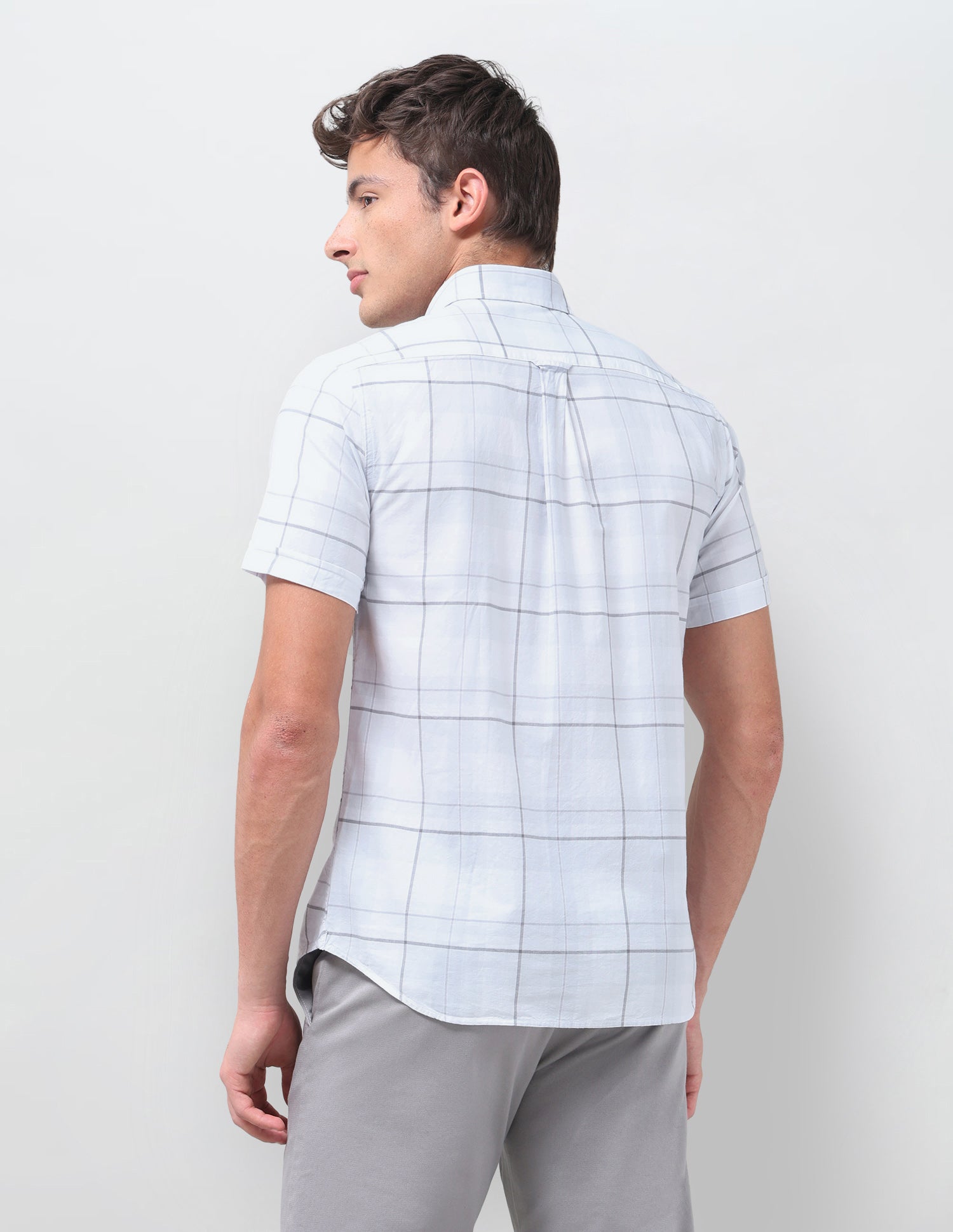 Windowpane Checked Regular Fit Shirt Light Grey - U.S. Polo Assn. India | Large
