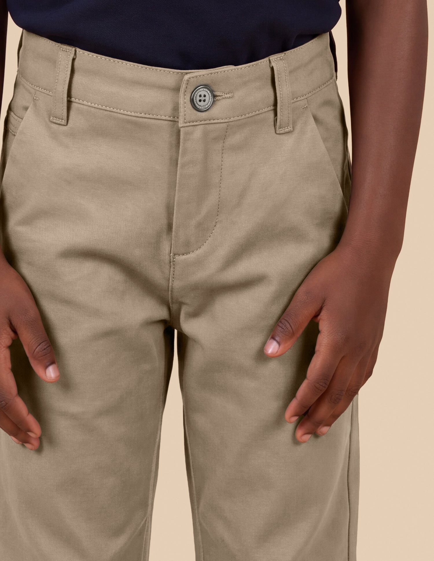 Solid Slim Fit Trousers Khaki - U.S. Polo Assn. India | Large