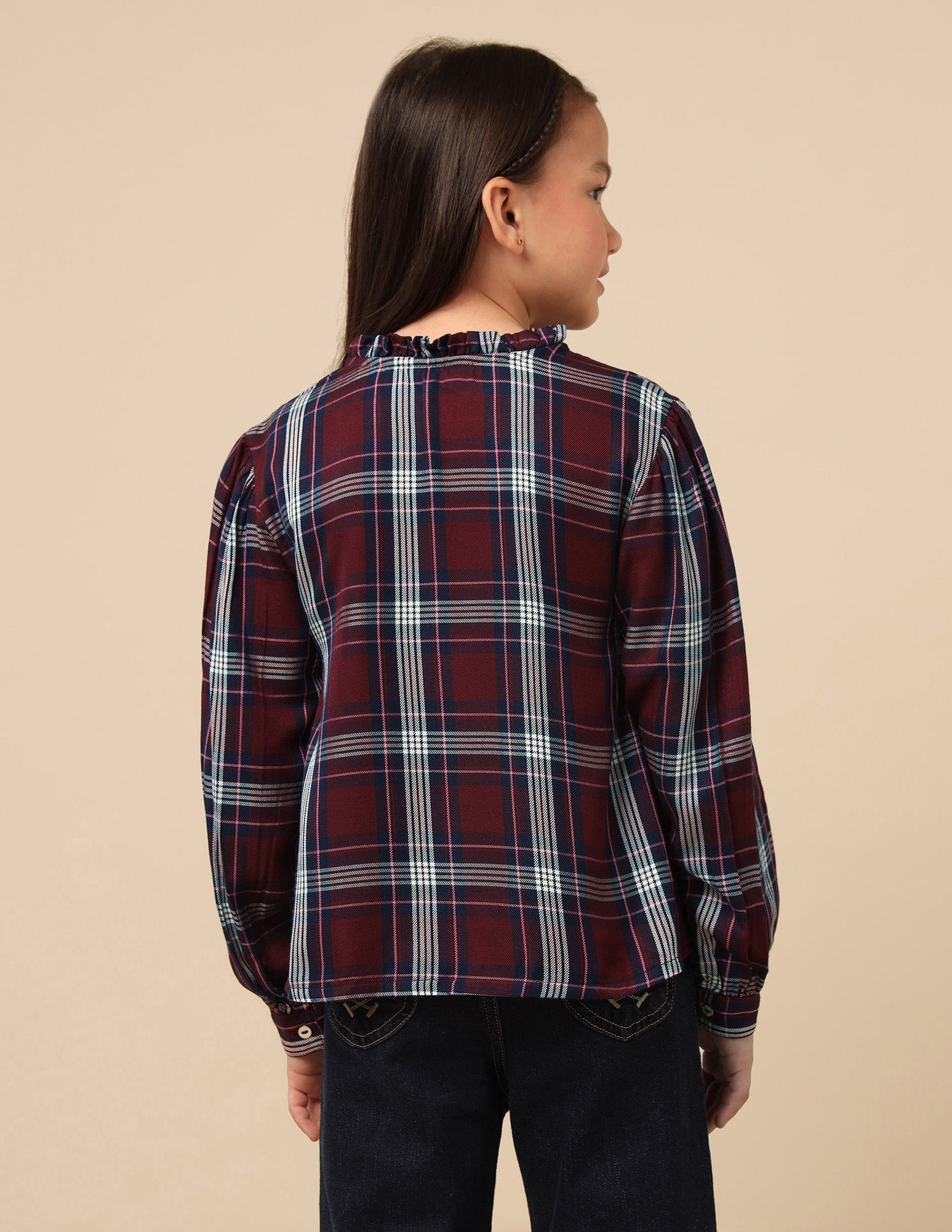 Girls Checked Tie Up Top Burgundy - U.S. POLO ASSN. | Large