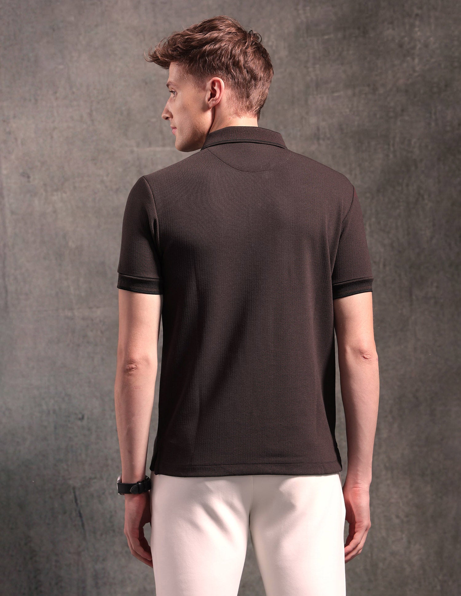 Black & Gold Textured Polo Shirt Dark Brown - U.S. POLO ASSN. | Large