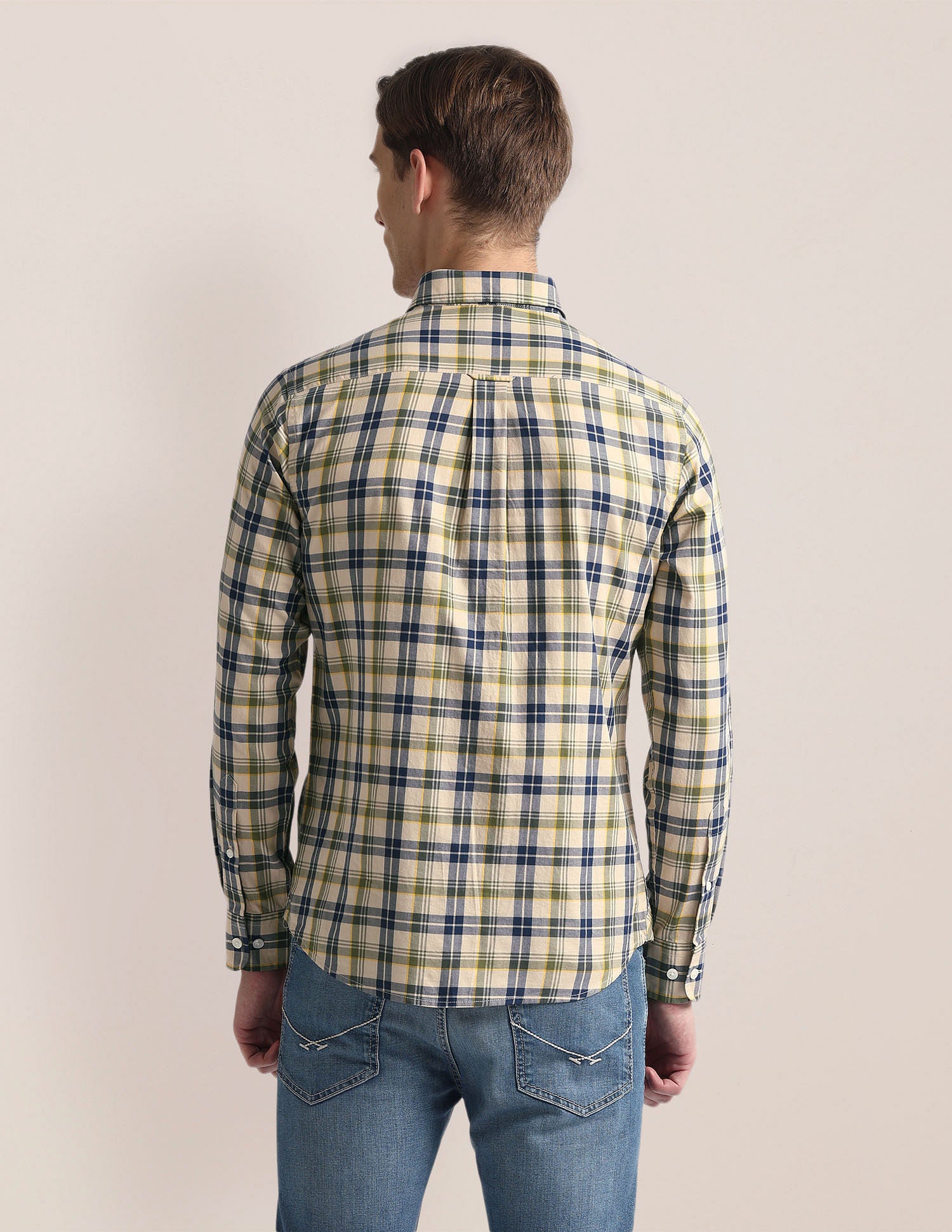 Tailored Fit Tartan Check Shirt Khaki - U.S. Polo Assn. India | Large