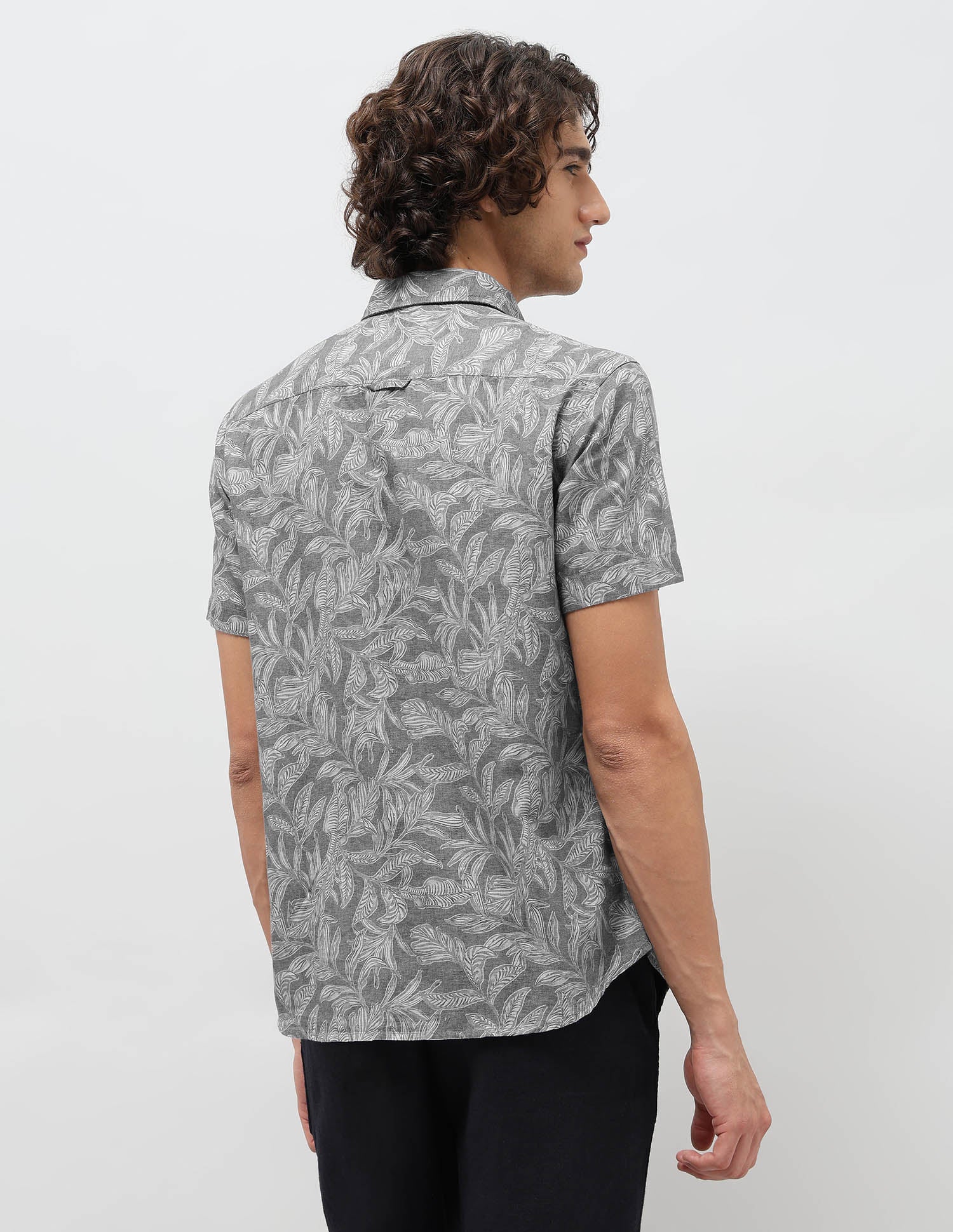 Tropical Printed Slim Fit Shirt Grey - U.S. POLO ASSN. | Large