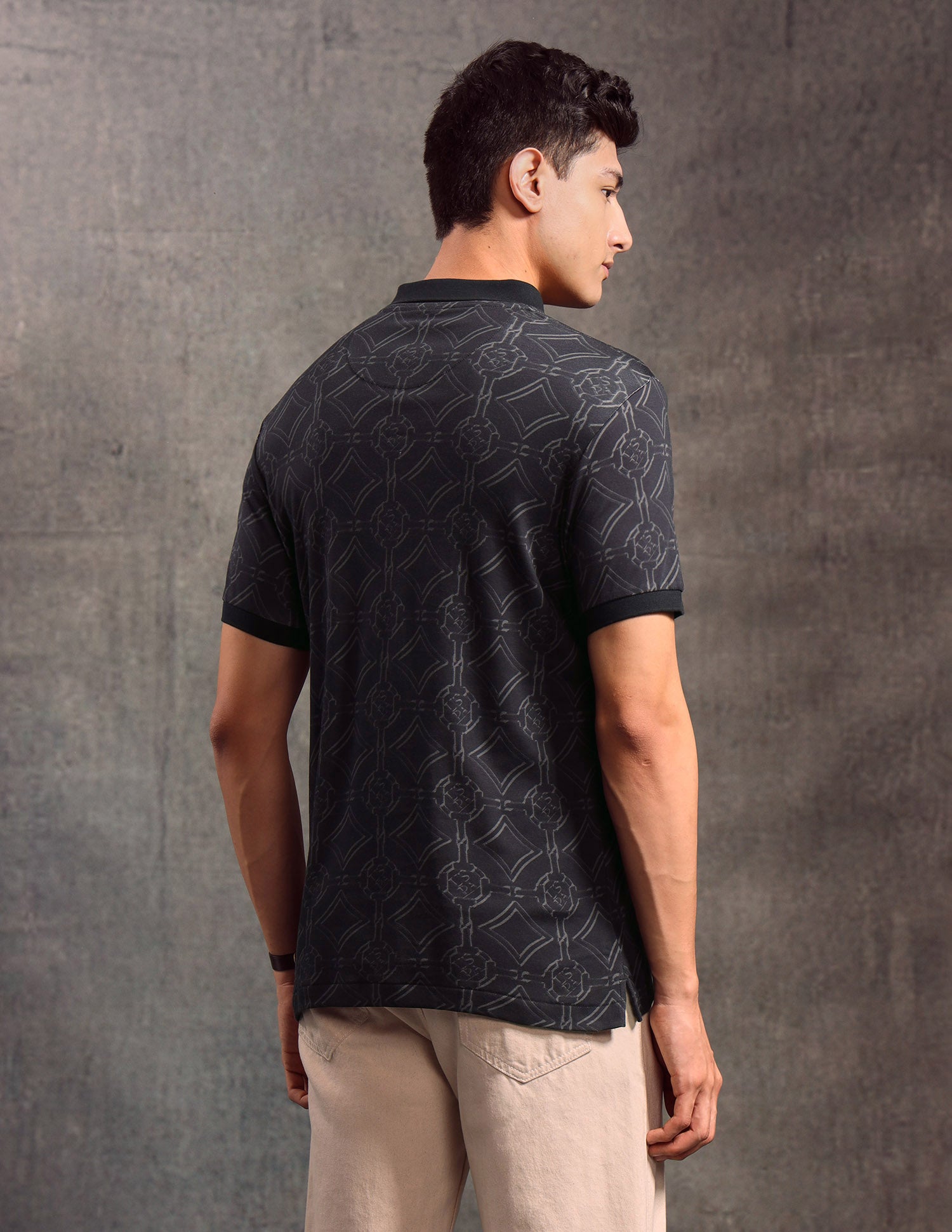 Geometric Printed Muscle Fit Polo shirt Black - U.S. POLO ASSN. | Large