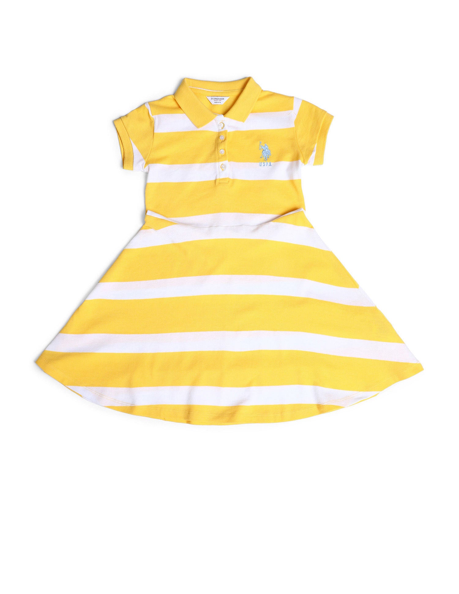 Girls Striped A-line Dress Light Yellow - U.S. POLO ASSN. | Large