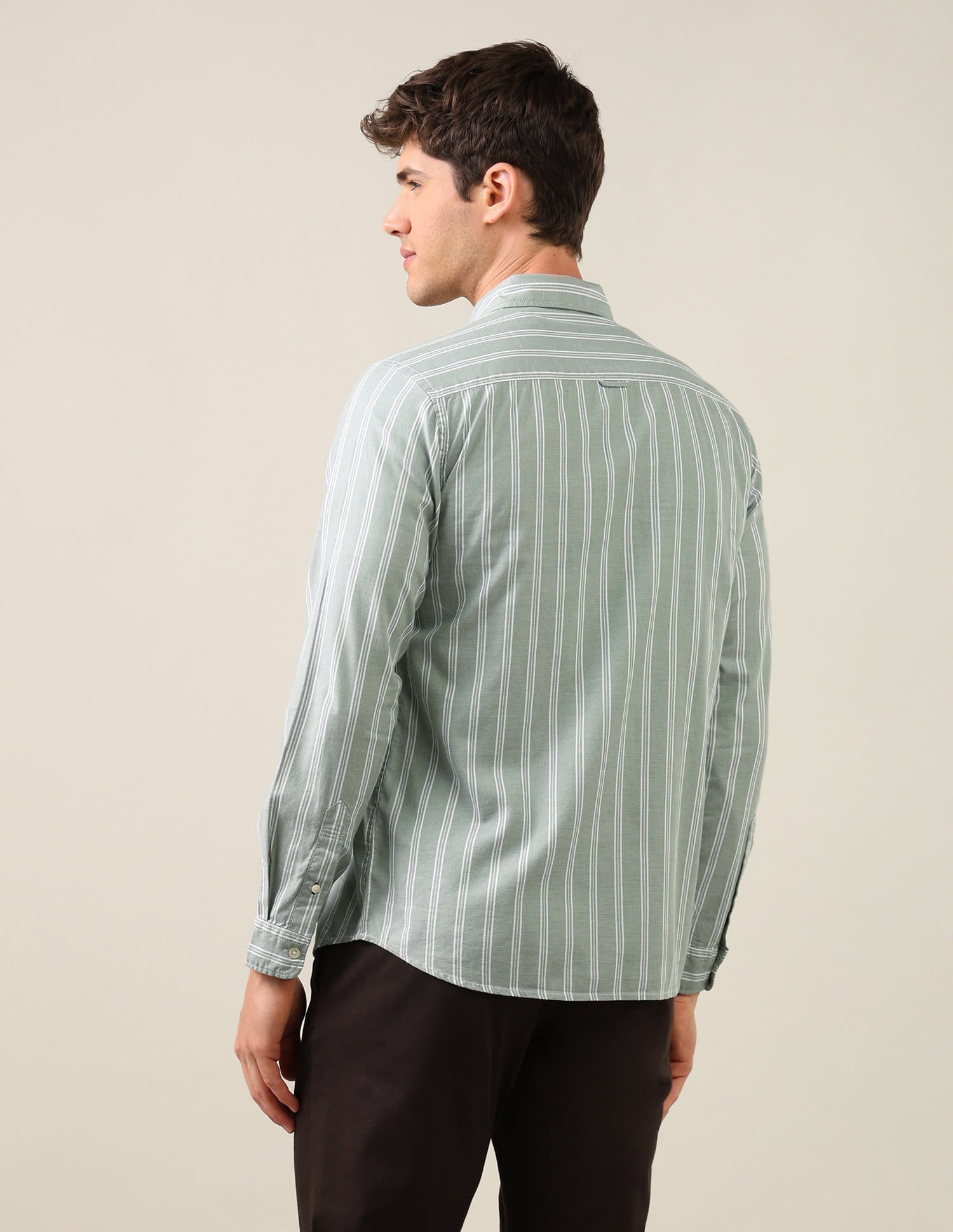 Vertical Striped Regular Fit Shirt Green - U.S. Polo Assn. India | Large