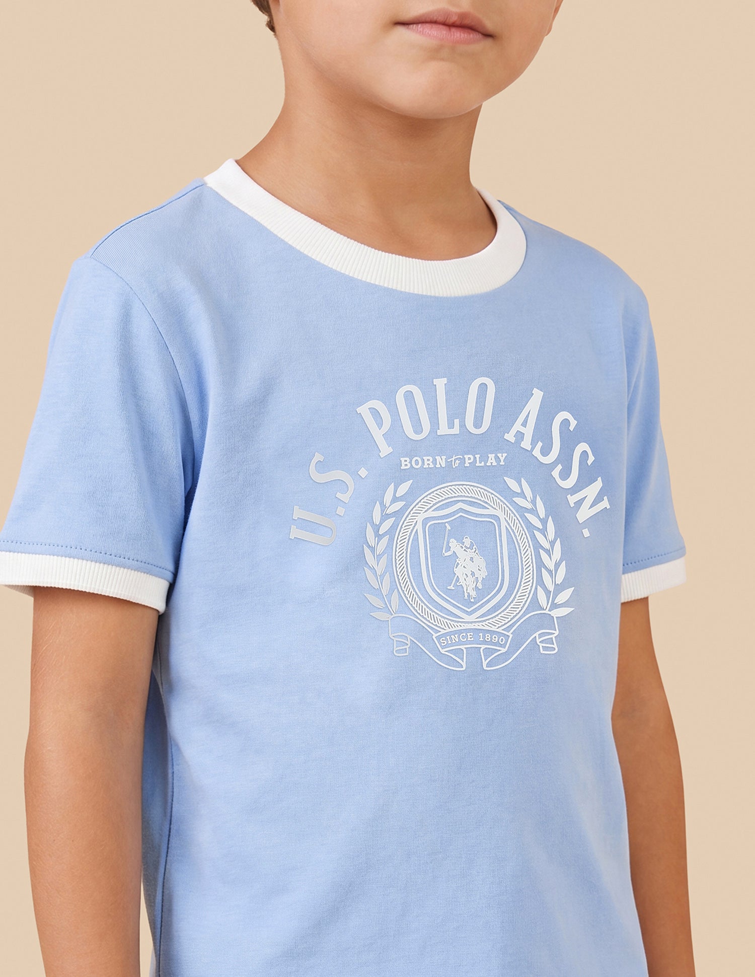 Brand Printed Regular Fit T-Shirt Light Blue - U.S. Polo Assn. India | Large