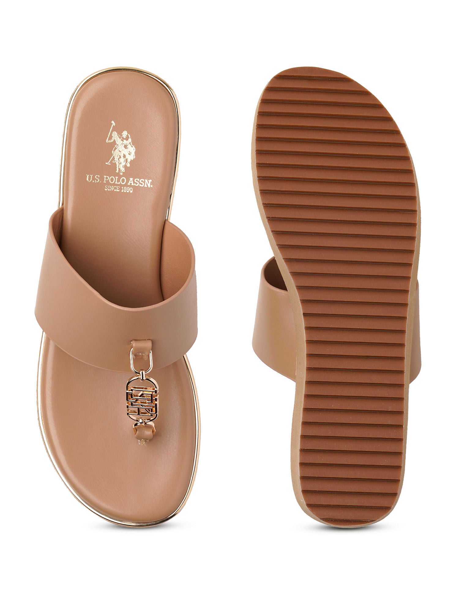 Toe Separator Alessia Wedge Sandals Beige - U.S. Polo Assn. India | Large