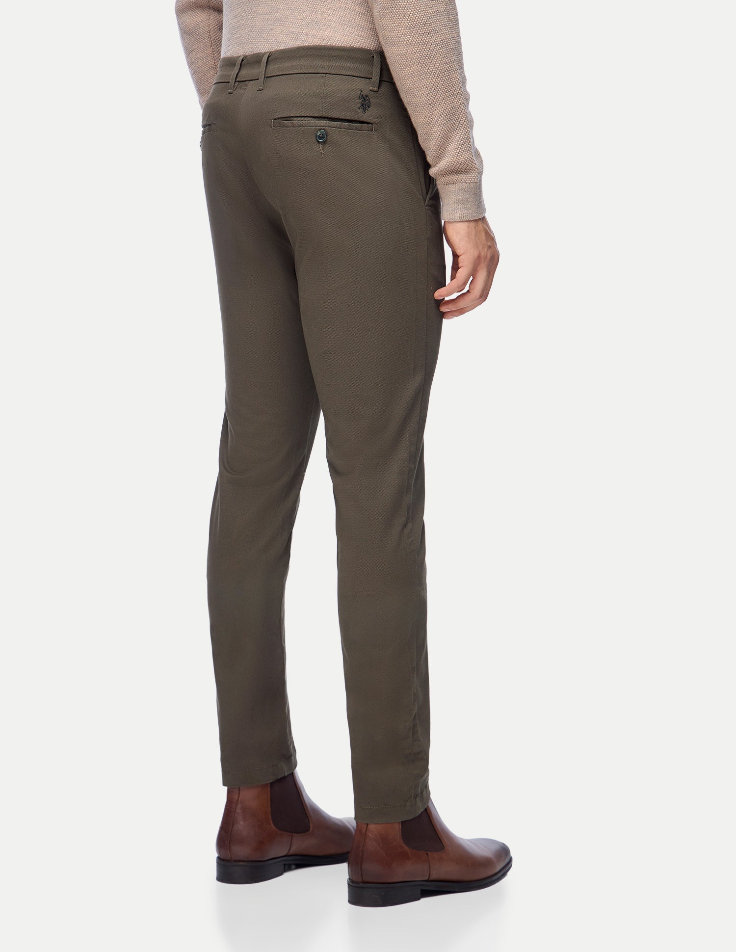 Austin Slim Fit Twill Trousers Brown - U.S. Polo Assn. India | Large