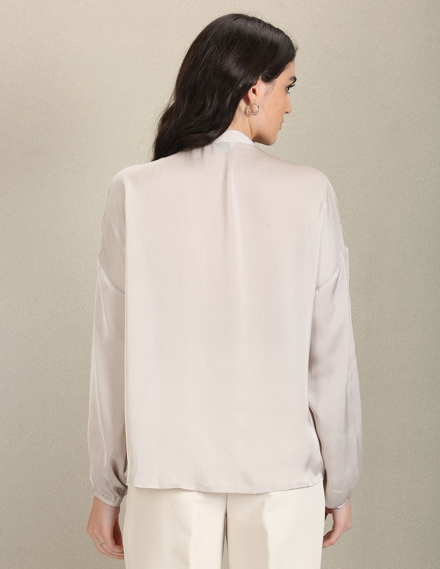 Mandarin Collar Solid Shirt Light Grey - U.S. POLO ASSN. | Large