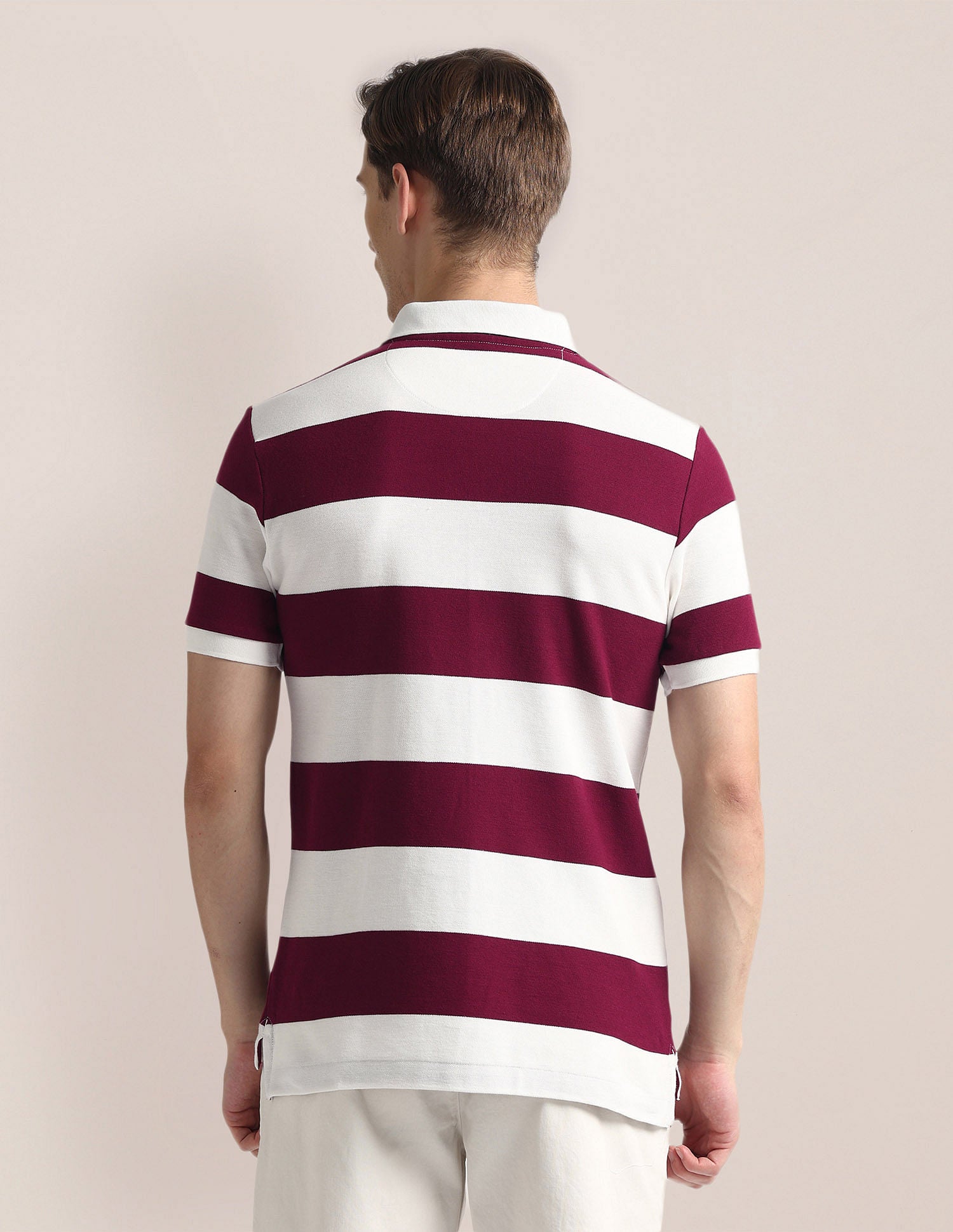 Horizontal Stripe Slim Polo Shirt Maroon - U.S. Polo Assn. India | Large
