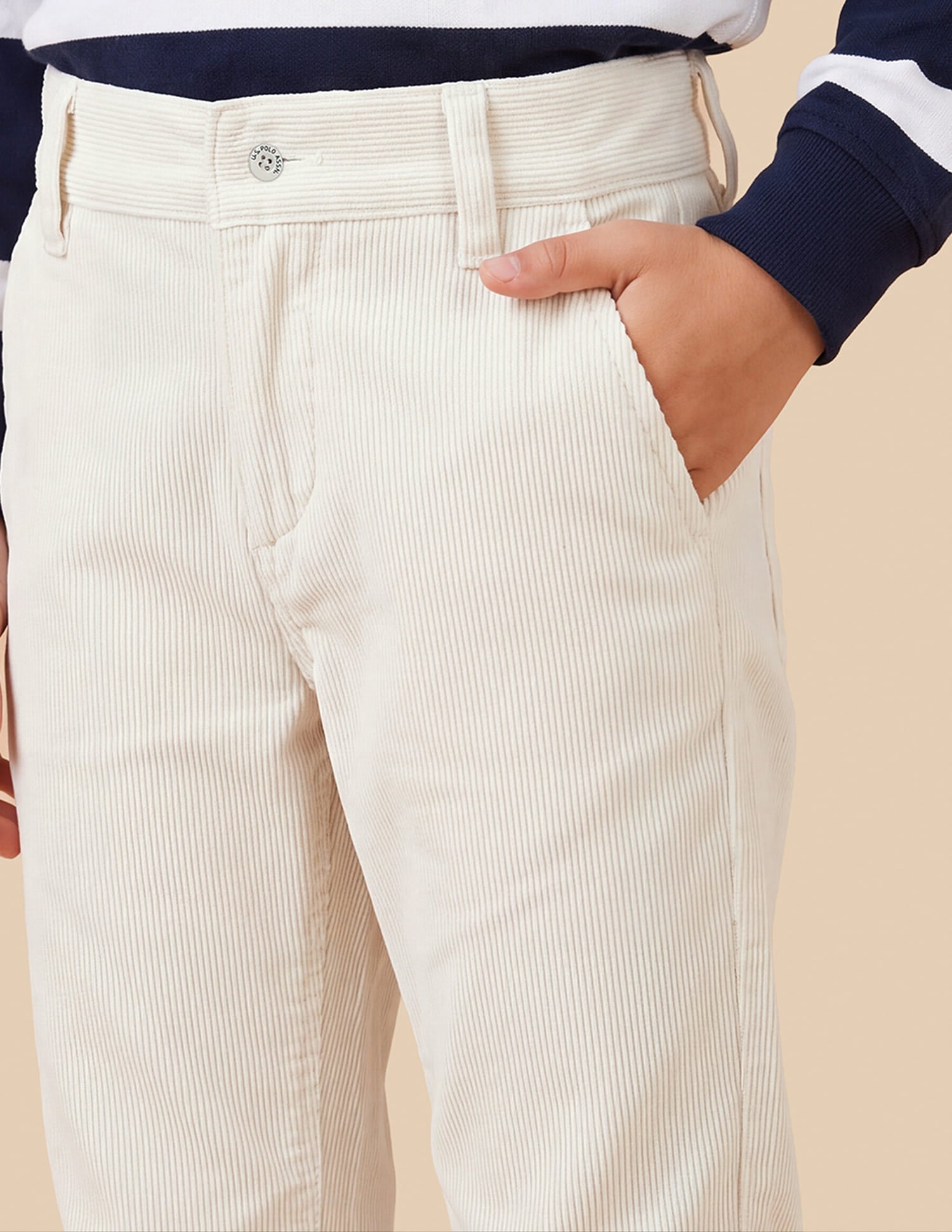 Corduroy Mid Rise Trousers White - U.S. Polo Assn. India | Large