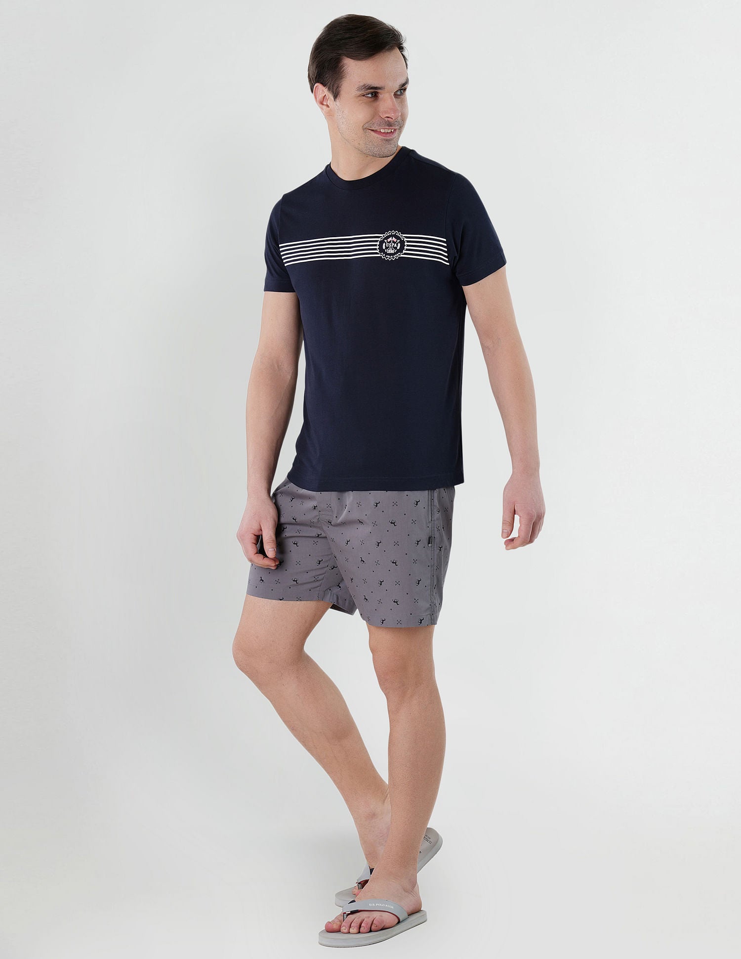 Dual Pocket All Over Print EX002 Boxers - Pack Of 1 Grey - U.S. POLO ASSN. | Large