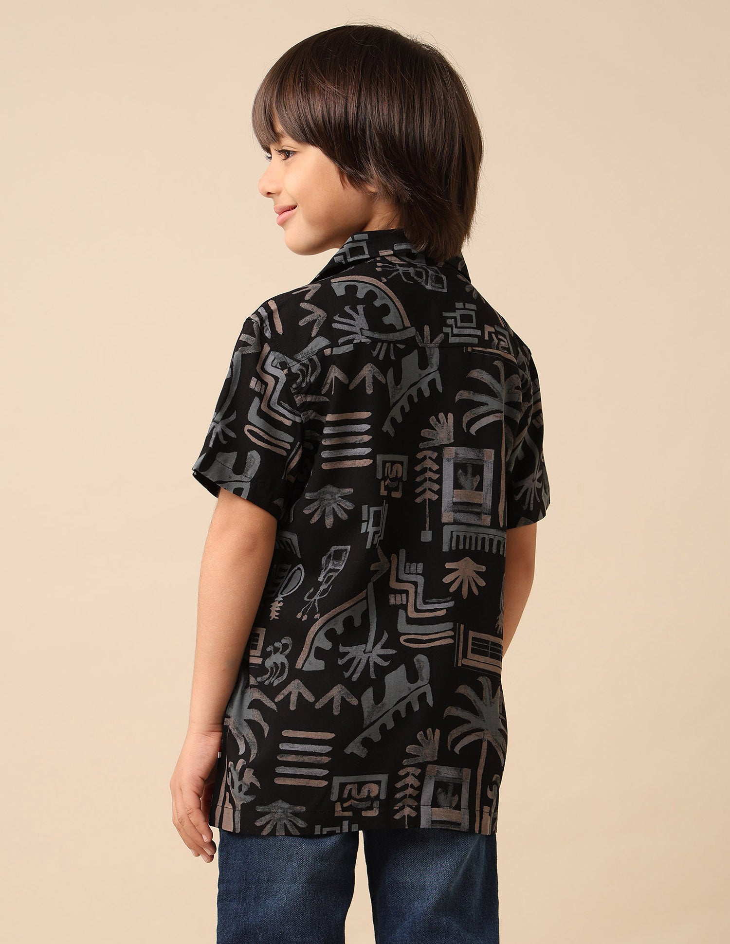 Boys Twill All Over Printed Shirt Black - U.S. POLO ASSN. | Large