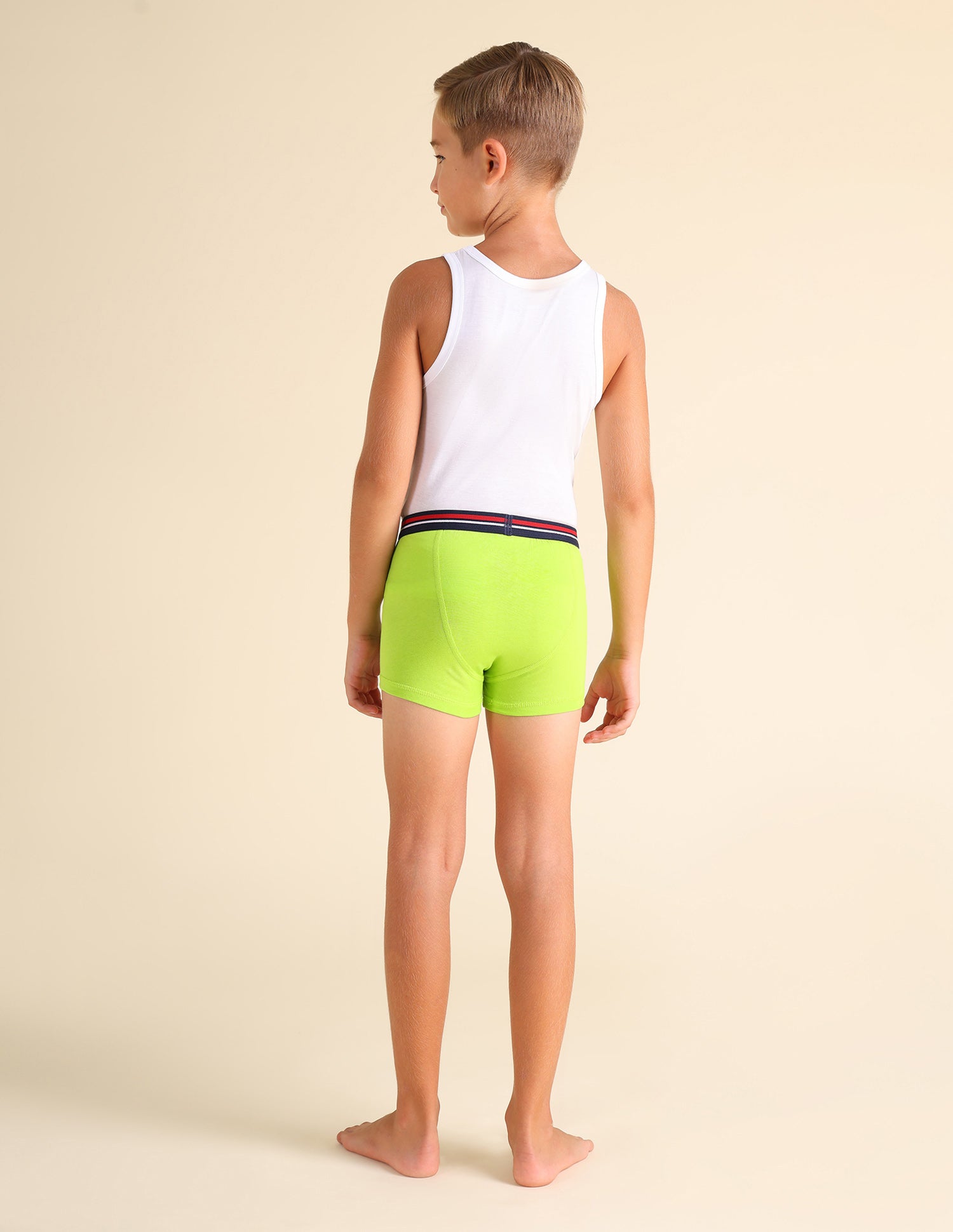Mid Rise Cotton Spandex EKT02 Trunks - Pack Of 2 Lime Green and White - U.S. POLO ASSN. | Large