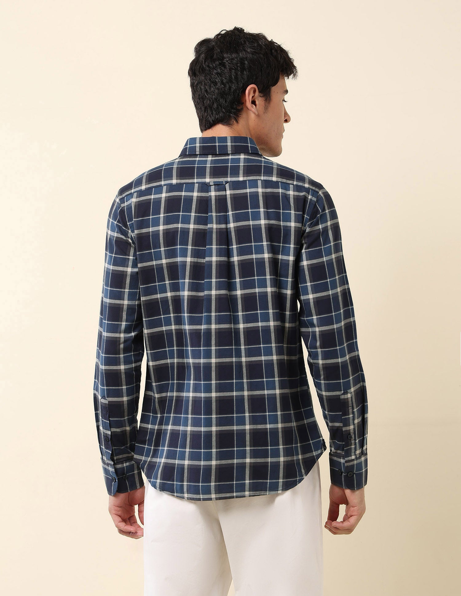 Tartan Checked Pure Cotton Shirt Navy - U.S. Polo Assn. India | Large