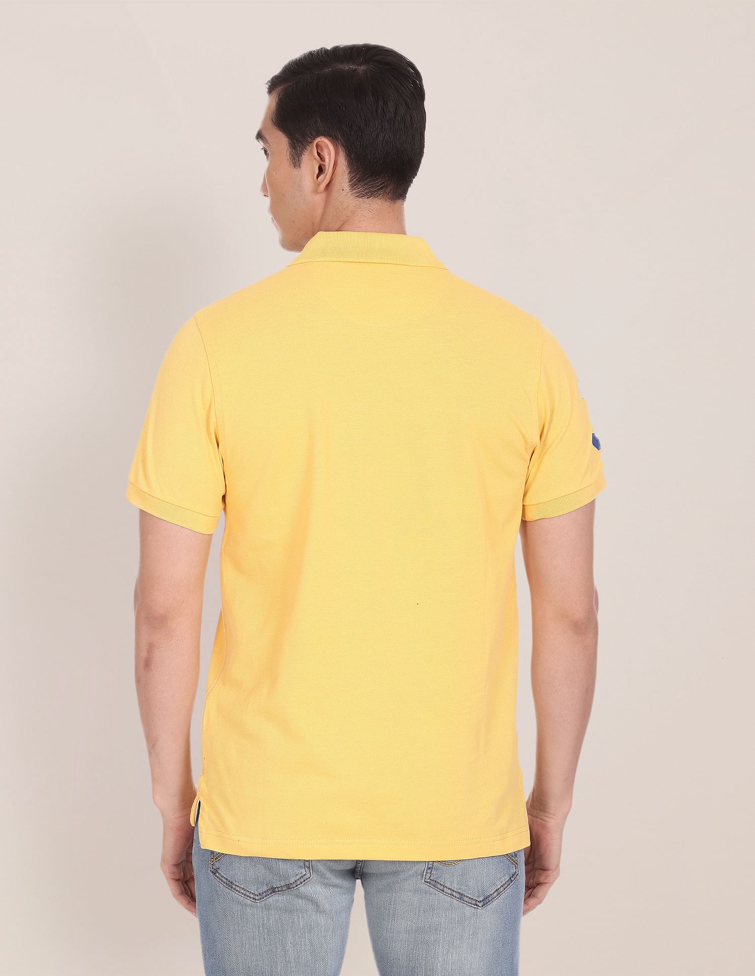 Compact Cotton Logo Polo Shirt Yellow - U.S. POLO ASSN. | Large