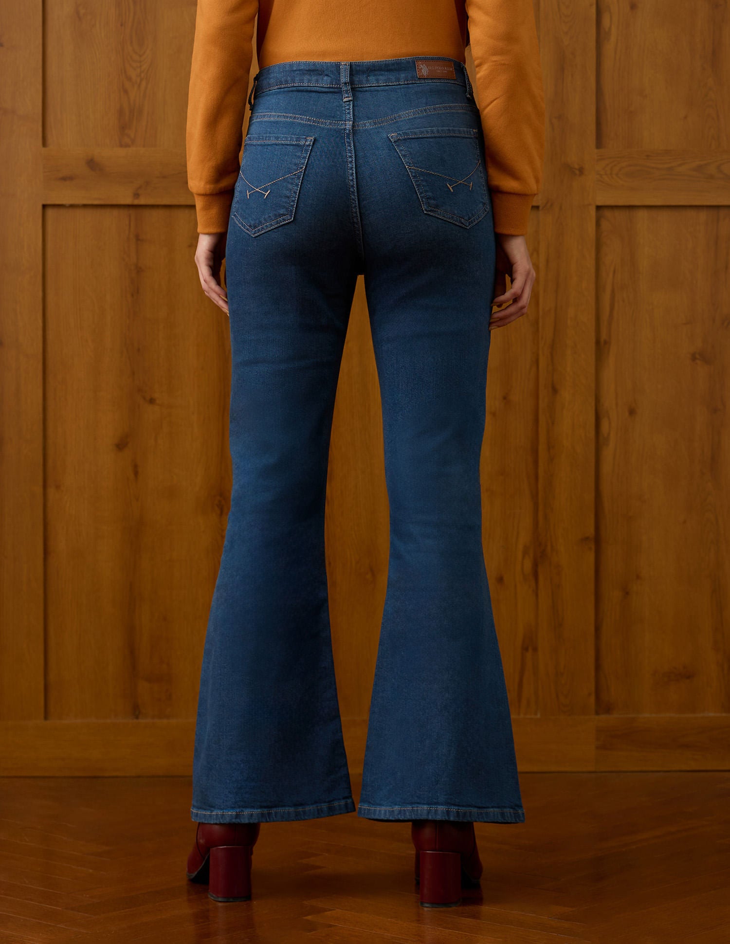 High Rise Extreme Flare Fit Jeans Blue - U.S. POLO ASSN. | Large