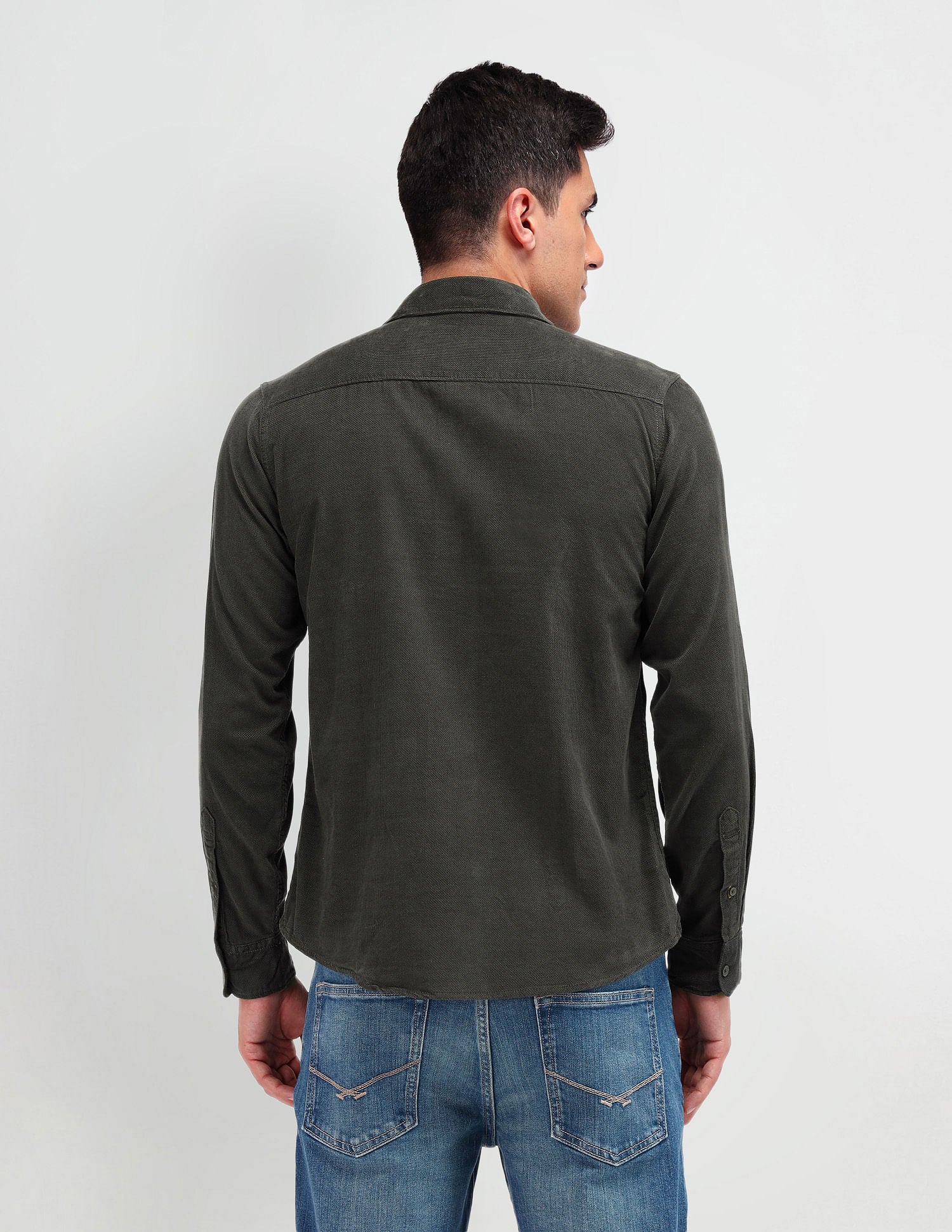 Slim Fit Dobby Shirt Olive - U.S. Polo Assn. India | Large
