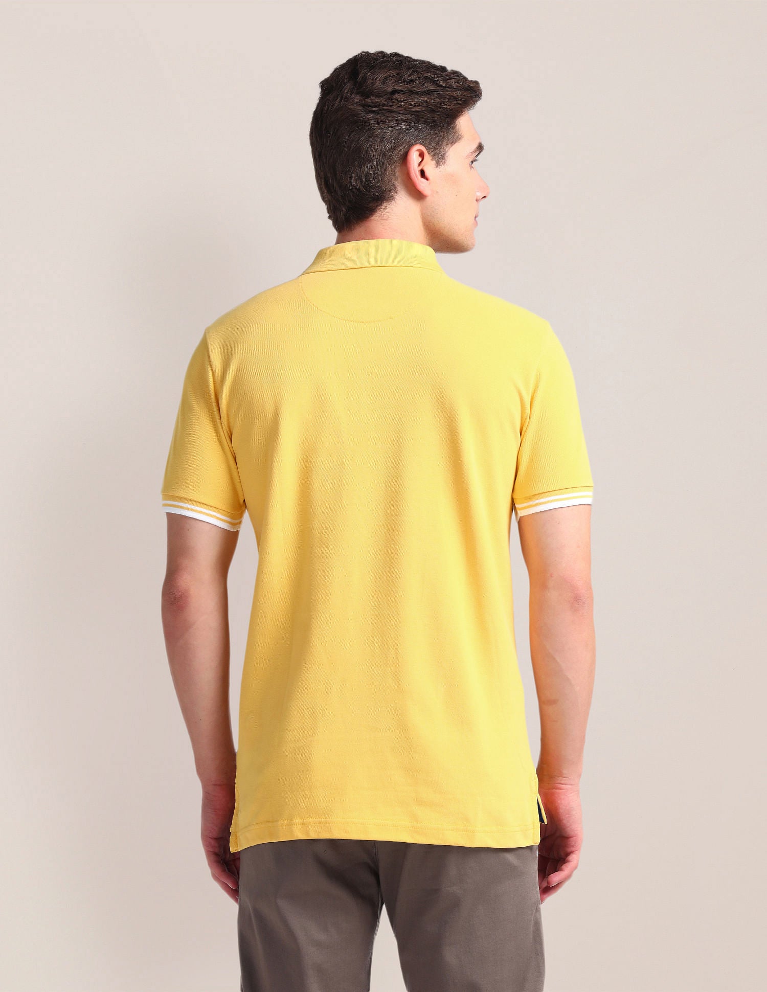 Tipped Placket Slim Polo Shirt Yellow - U.S. Polo Assn. India | Large