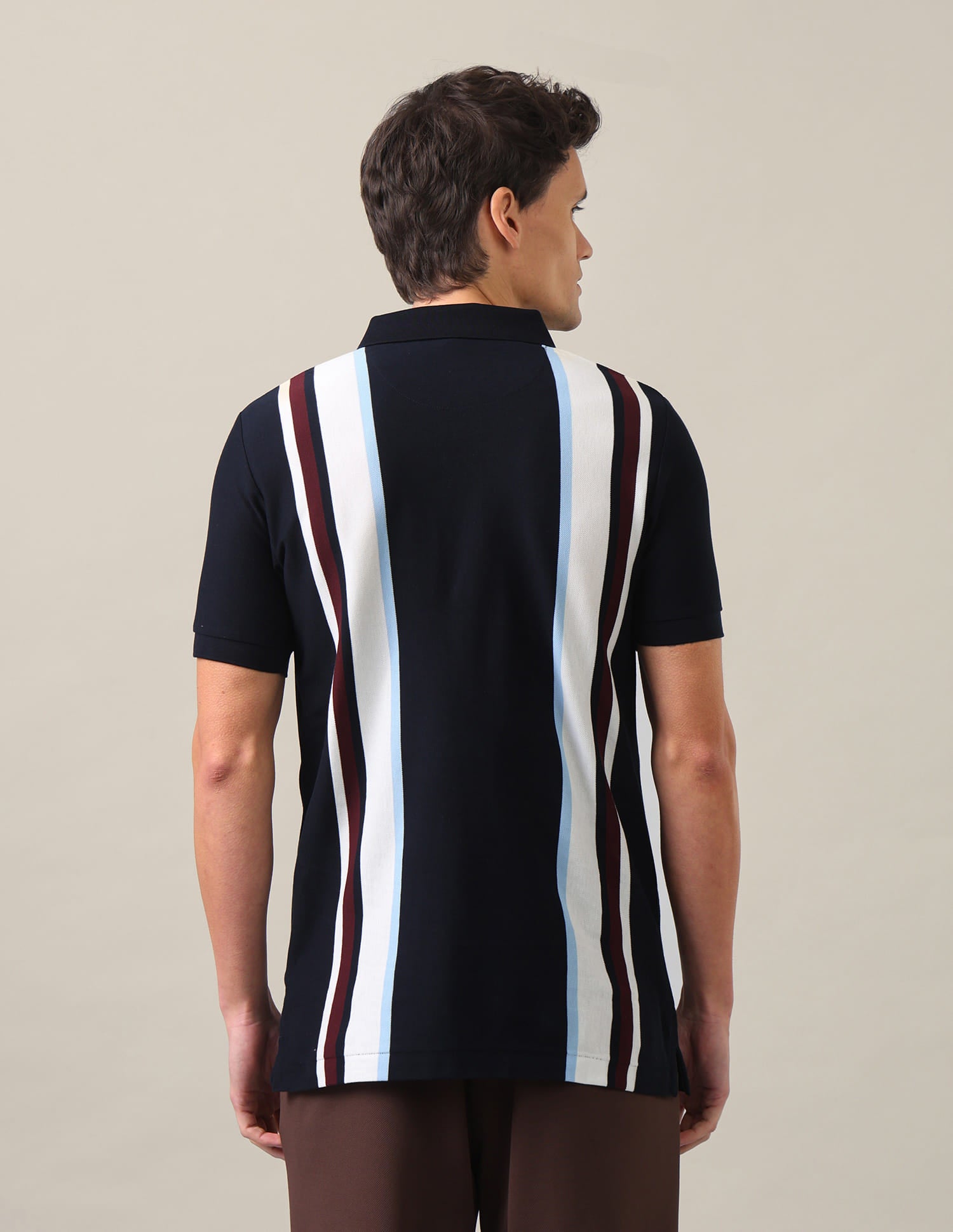 Vertical Striped Slim Fit Polo Shirt Navy Blue - U.S. Polo Assn. India | Large