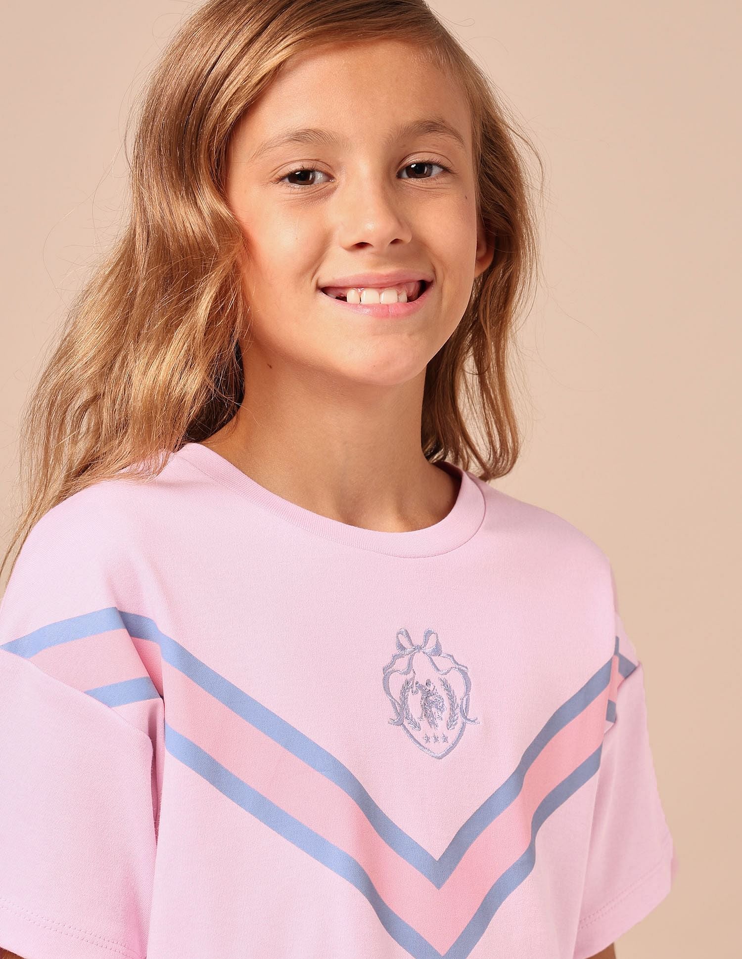 Girls Varsity Style Brand Embroidered T-Shirt Light Pink - U.S. POLO ASSN. | Large