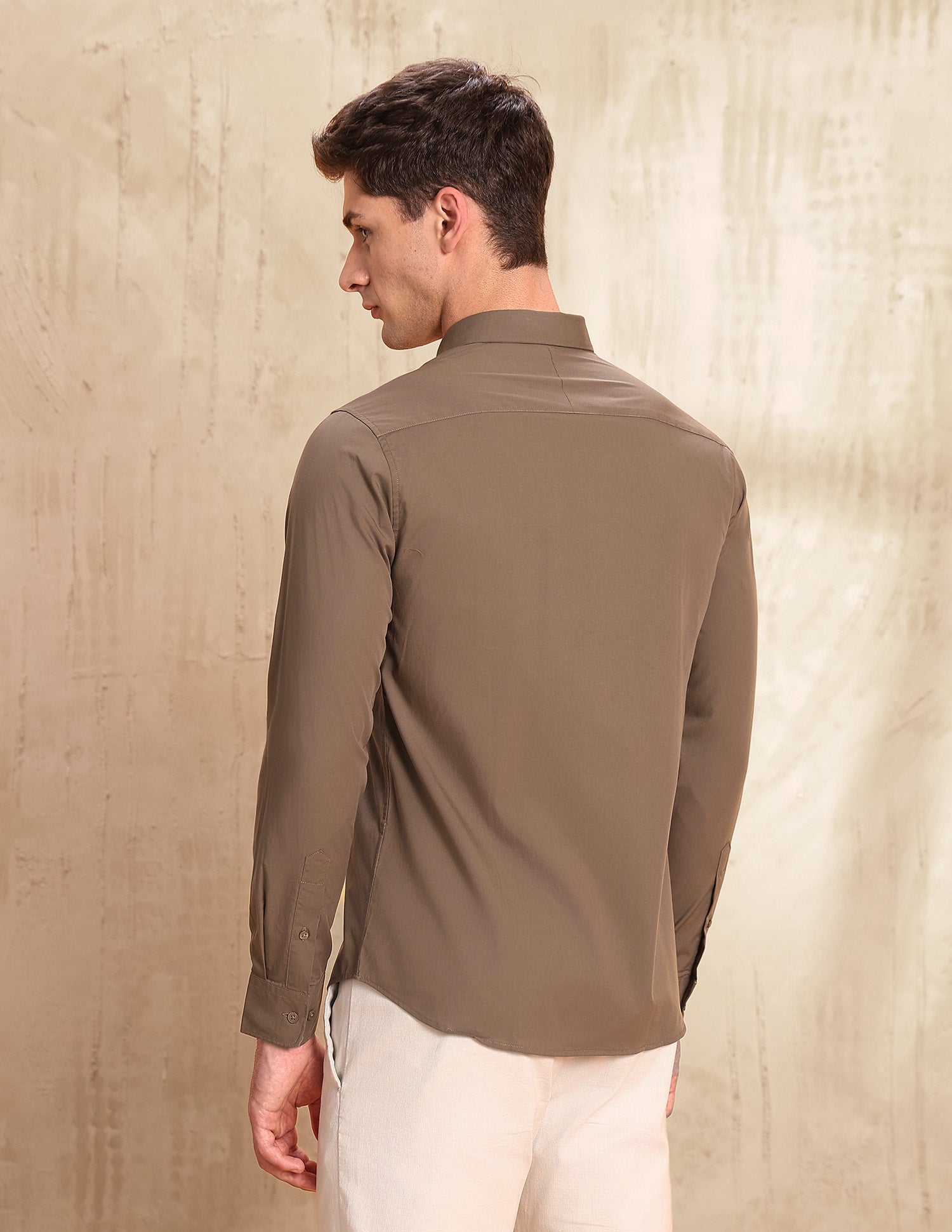 Poplin Tailored Fit Shirt Brown - U.S. POLO ASSN. | Large