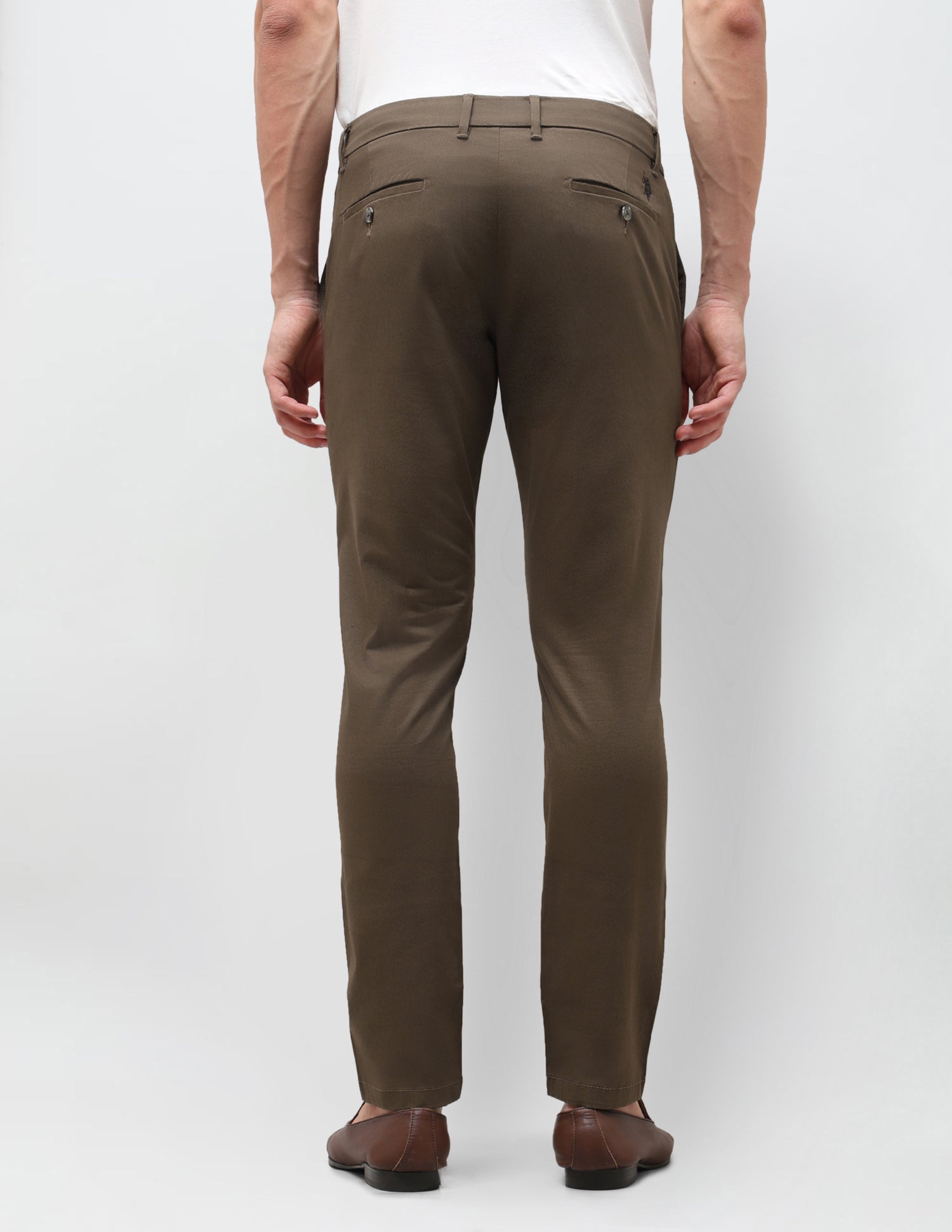 All Over Printed Austin Slim Fit Trousers Brown - U.S. Polo Assn. India | Large