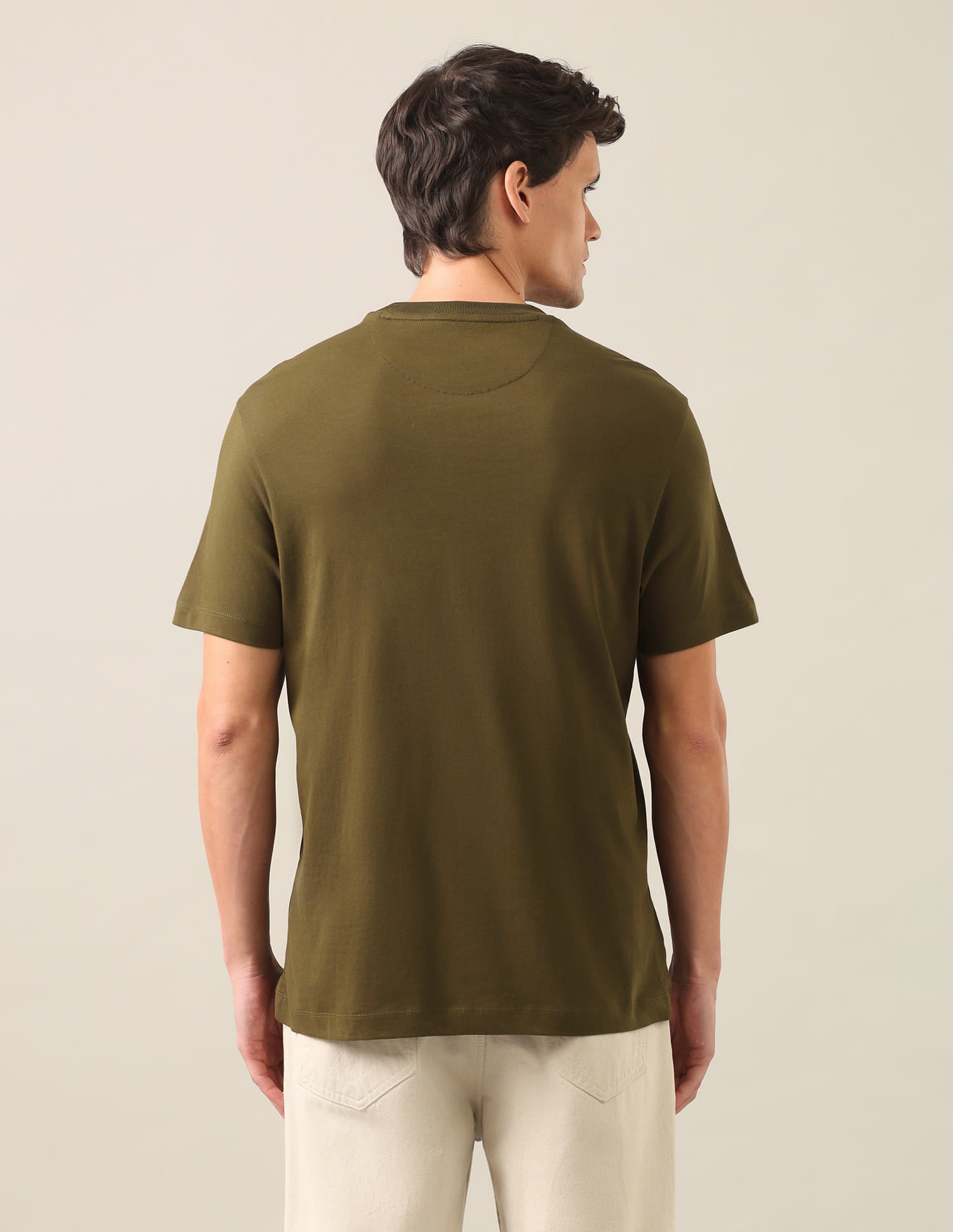 Brand Embossed Regular Fit T-Shirt Olive - U.S. Polo Assn. India | Large
